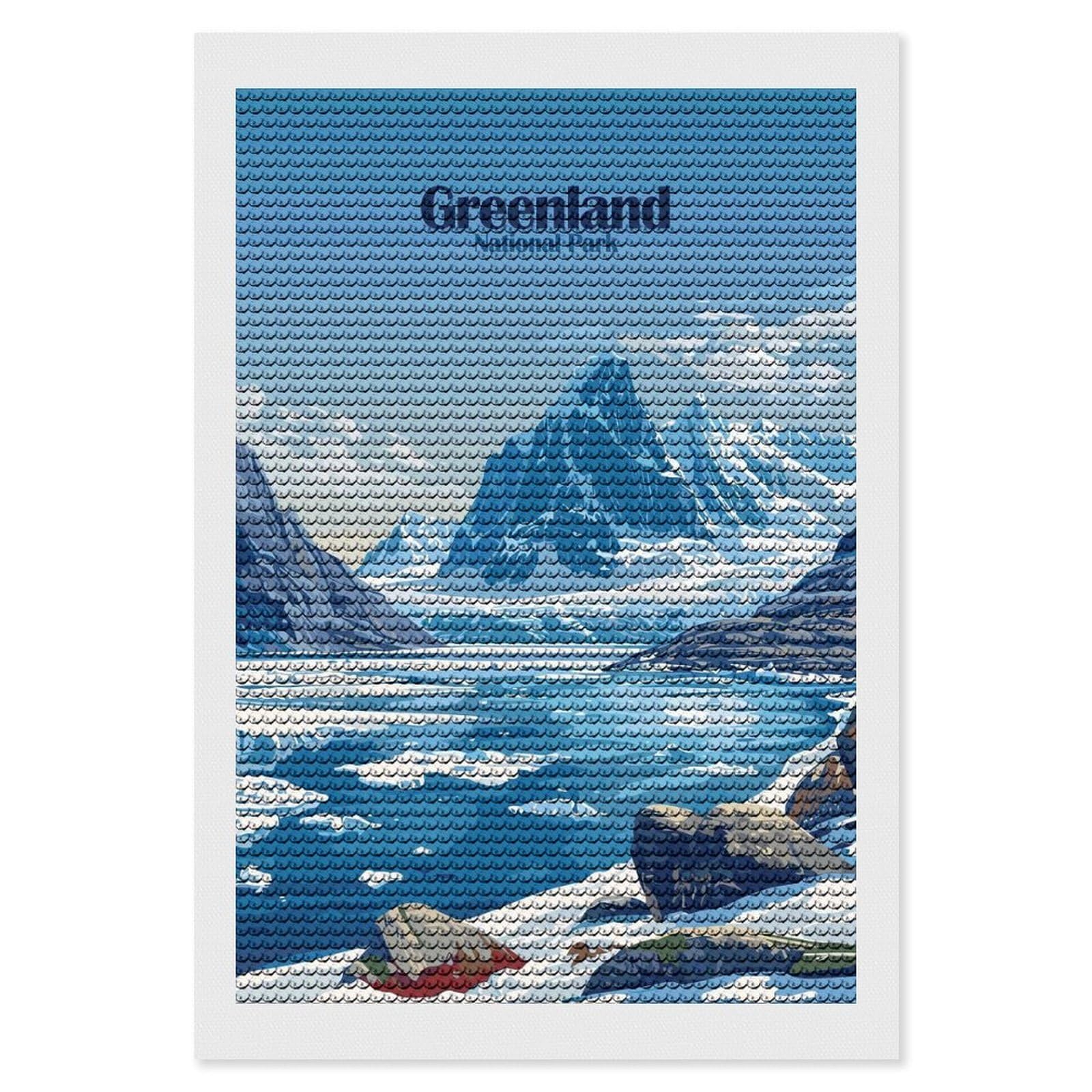 Junmoney Greenland National Park Landscape Diamond Painting Kit 8"x12", Thoughtful Handmade Gift, for Creative Relaxation, Printed Canvas, Cosy Home Accent