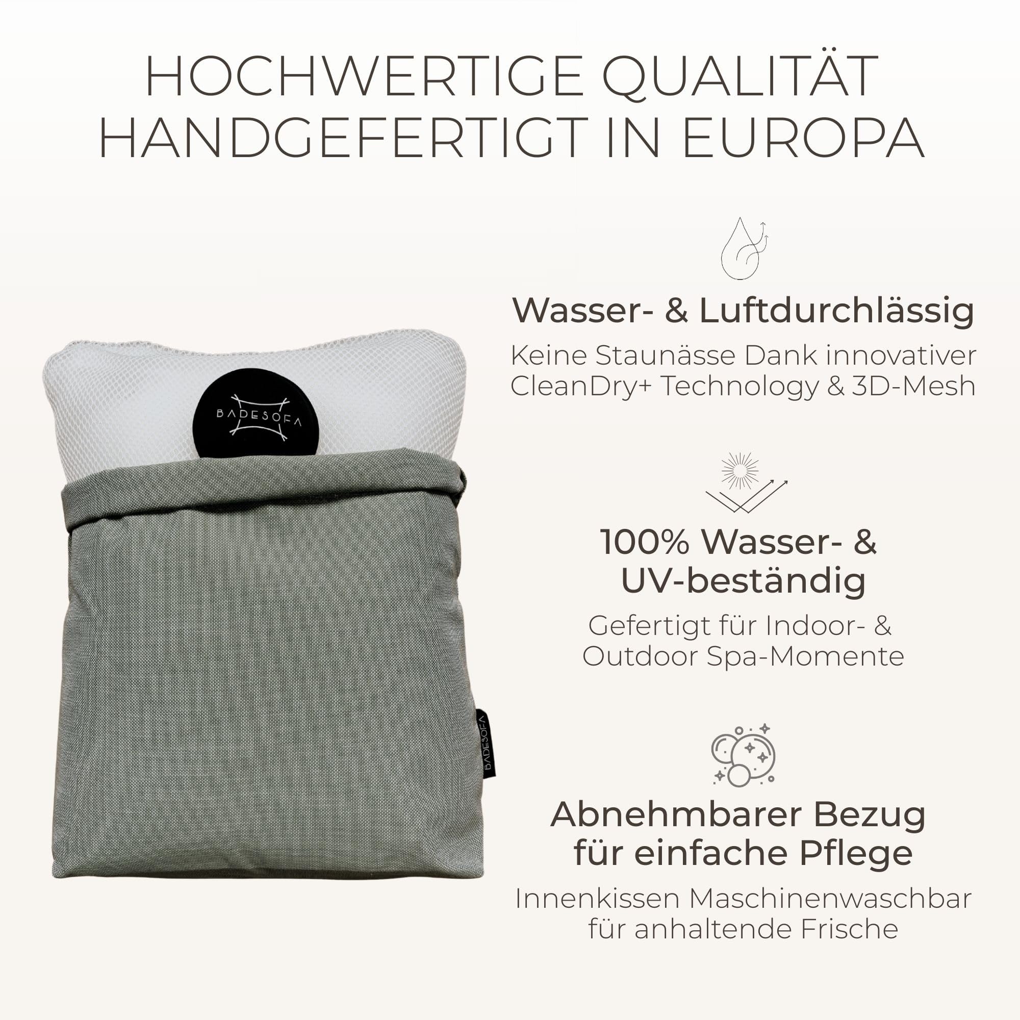 BADESOFA® Fußkissen | Premium-Qualität | Badewannen-Kissen für bequemes Baden | Made in EU | Badewanne-Kissen waschbar | Bade-Kissen in Perlmutt | Badewannen-Zubehör | Passt in Jede Badewanne