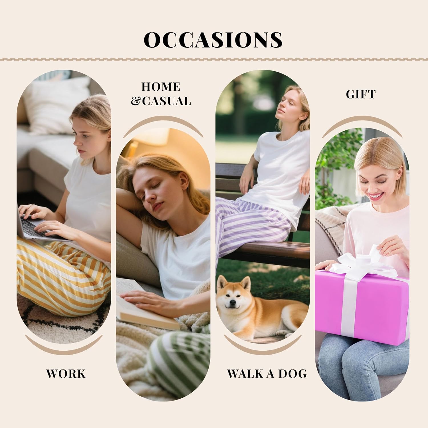 U2SKIIN Womens Striped 100% Cotton Pajama Pants, Soft Lounge Pj Bottoms with Pockets Lightweight - Image 5