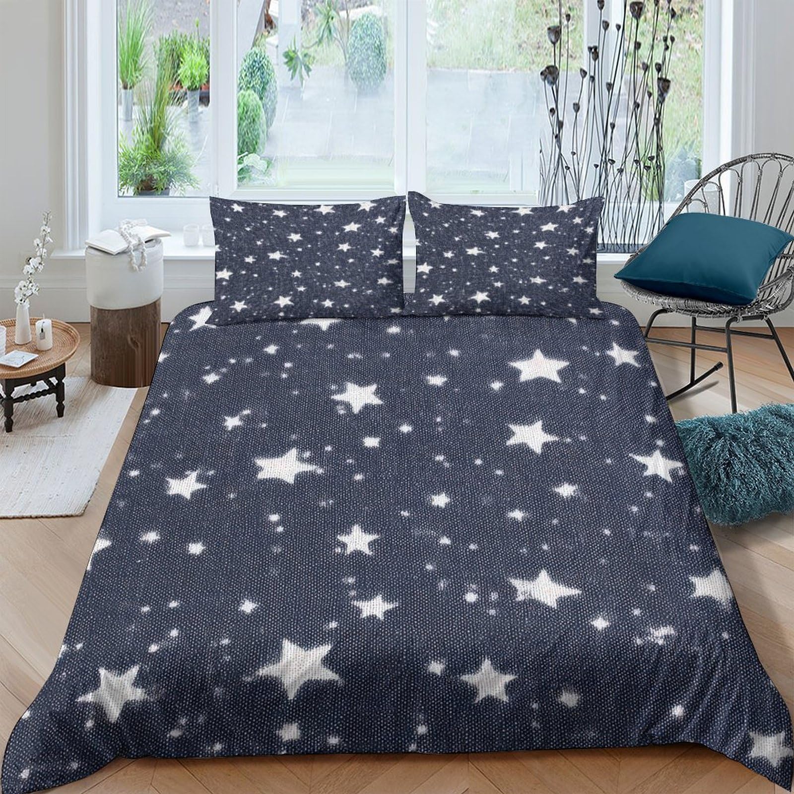 GPLZQXKJNH 3D Printed Galaxy Starry Sky Duvet Cover Set Microfiber Soft Breathable Cosmic Nebula Bedding with 2 Pillowcases Single（135x200cm）