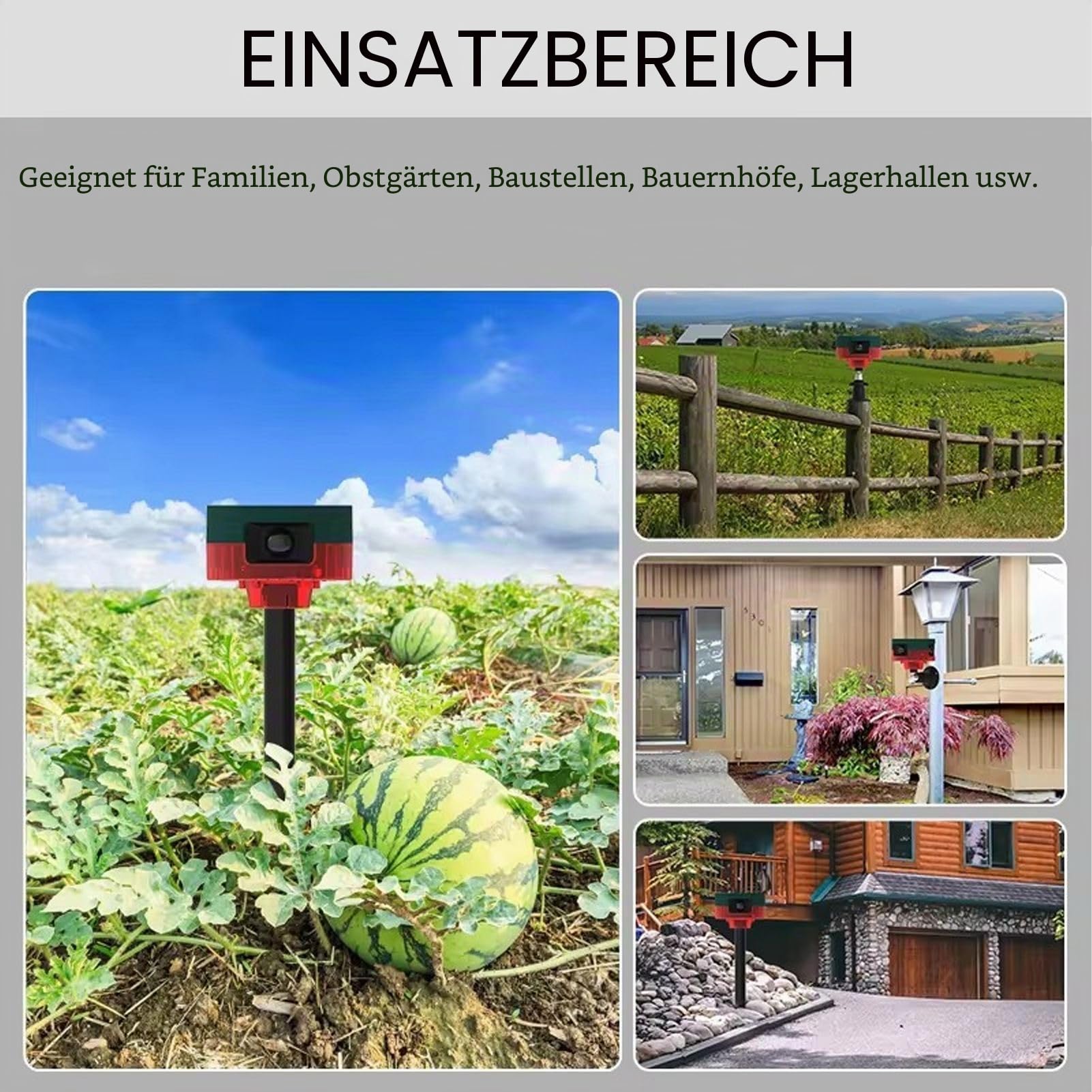 Alarm mit Bewegungsmelder für den Außenbereich, 129 DB Sirene, Motion Sensor Alarm Solarton und Lichtalarm, 360-Grad-Erkennung, Unterstützt Aufzeichnung, 13 Töne Inklusive, Wasserdichter