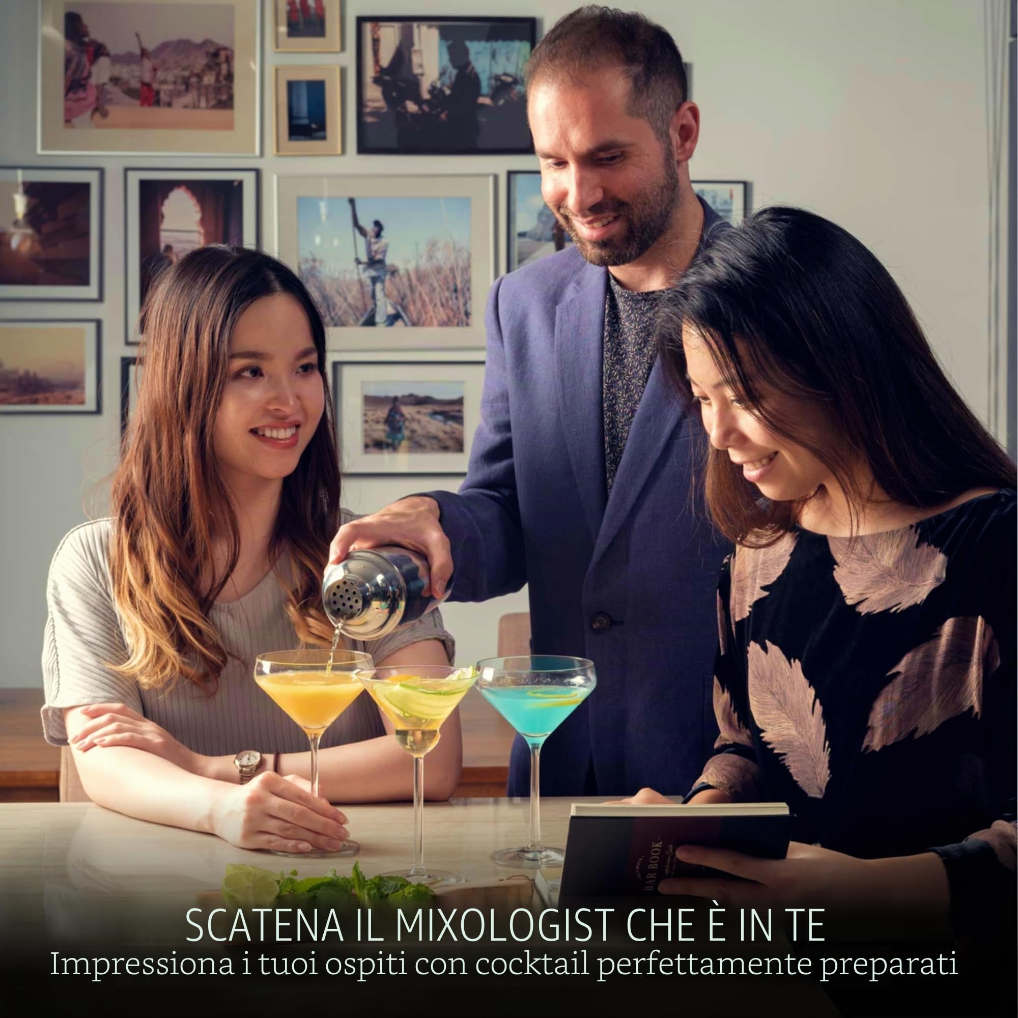 Set Cocktail Mayfair - Shaker Cocktail in Acciaio Inossidabile | Kit Cocktail, Kit Barman Completo | Professionale Cocktail Set, Include Elegante Confezione Regalo e Libretto di Ricette