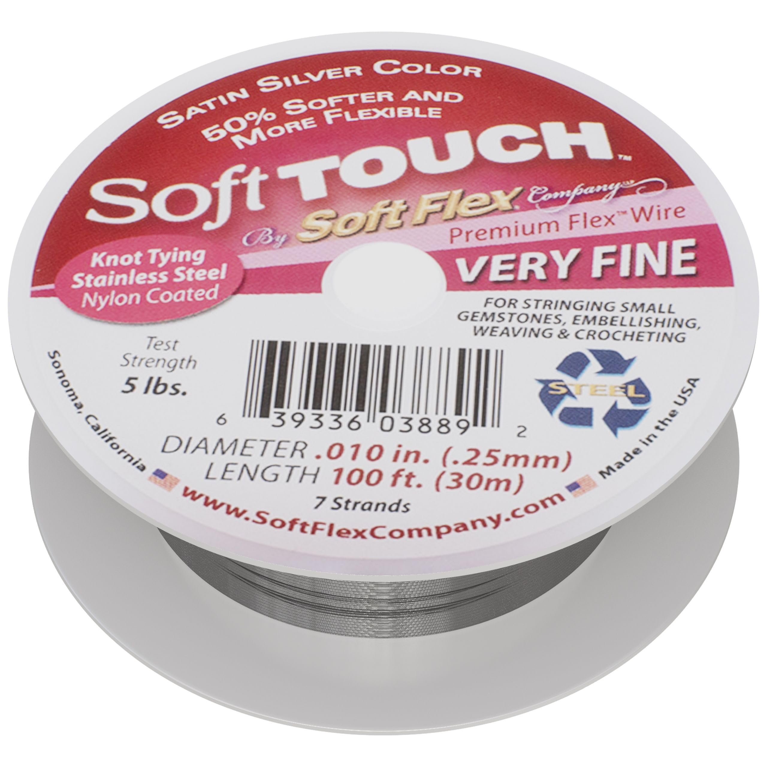 Soft Flex XCR-5411 Soft Touch sehr feiner Schmuckdraht, 0,0 cm / 30,4 cm, silberfarben