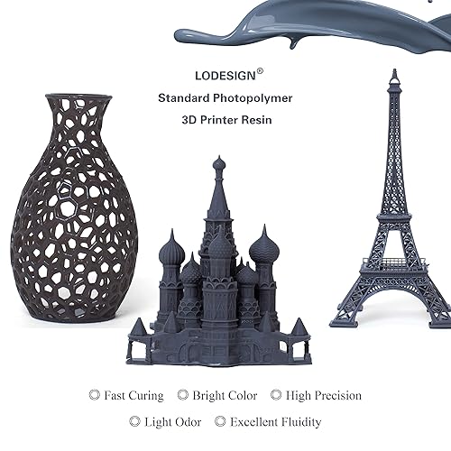Miniatura 9 de LODESIGN Impresora 3D fotopolímero estándar de resina de curado UV de 405 nm, bajo olor, baja contracción, impresión de alta precisión para