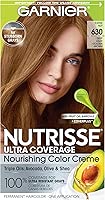 Garnier Hair Color Nutrisse Ultra Coverage Nourishing Creme, 630 Deep Light Golden Brown (Toffee Nut) Permanent Hair Dye, 1 Count (Packaging May Vary)