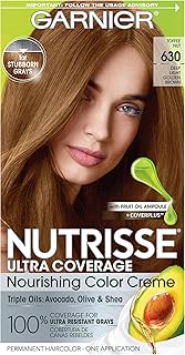 Garnier Hair Color Nutrisse Ultra Coverage Nourishing Creme, 630 Deep Light Golden Brown (Toffee Nut) Permanent Hair Dye, 1 Count (Packaging May Vary)