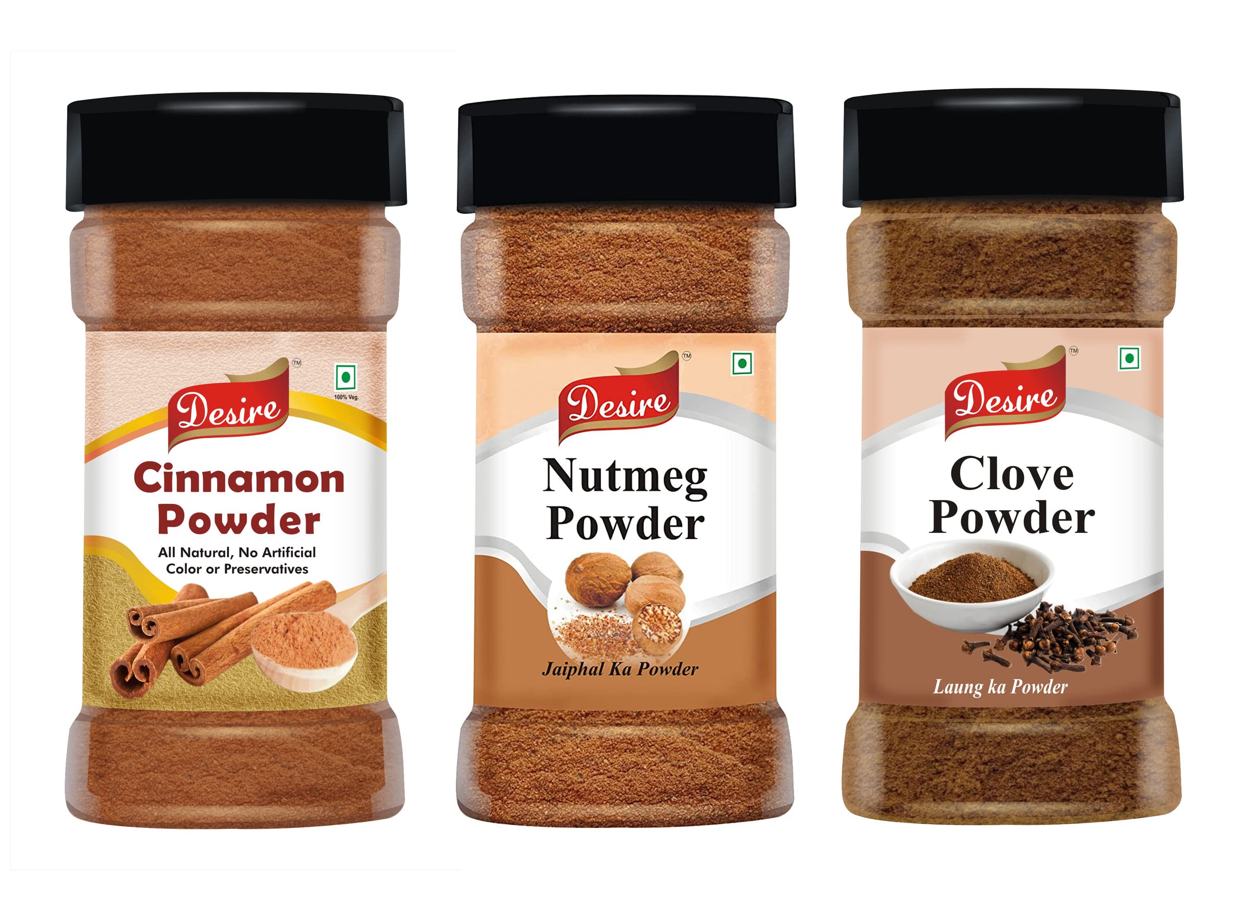 Desire Cinnamon Powder | Clove Powder | Nutmeg Powder - 100 Gram Each | Premium Spice Blends for Flavorful Cooking & Baking (B09ZLND35K) Amazon Price History, Amazon Price Tracker