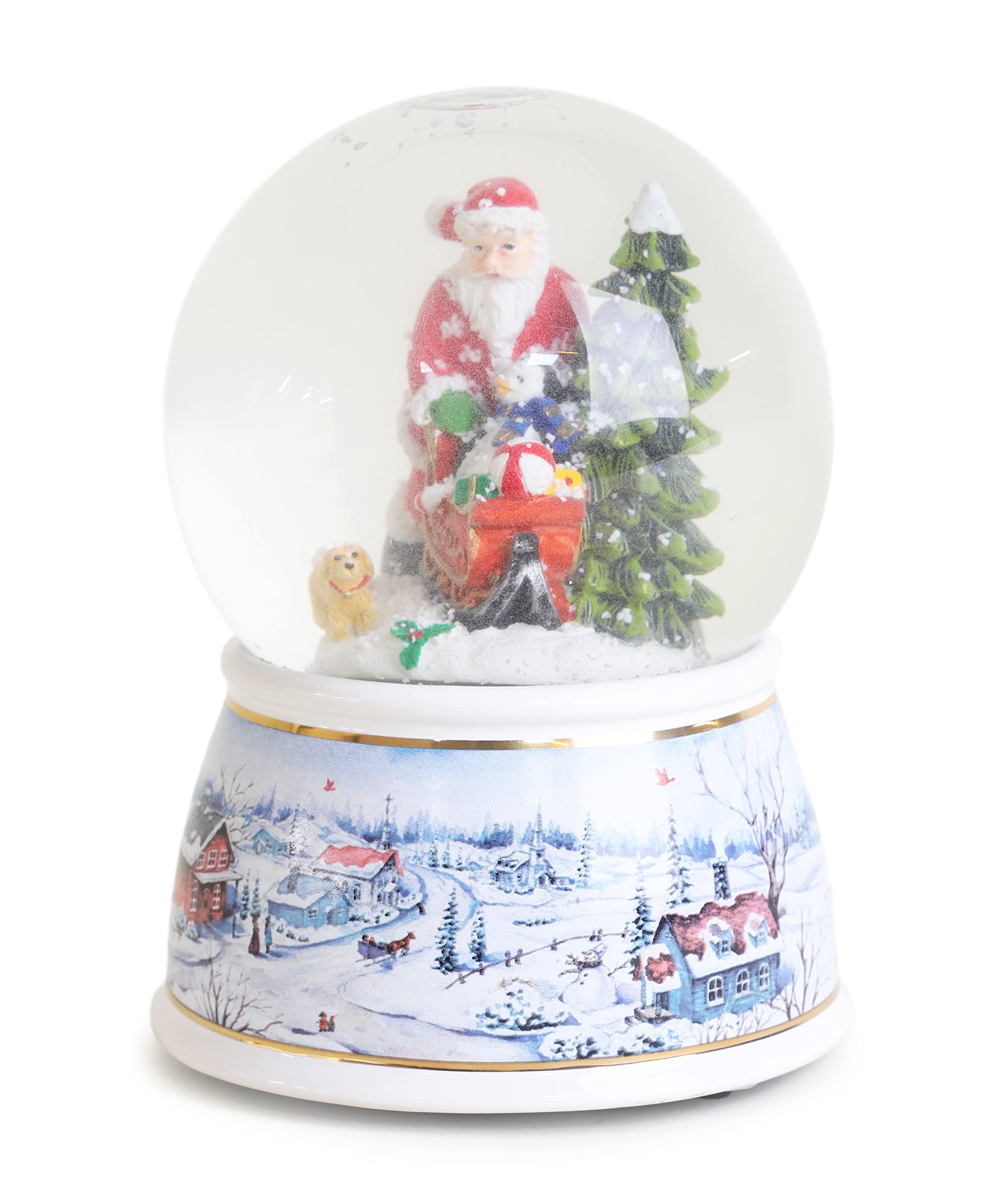 Globo de agua navideño de 14cm con luces mágicas LED, la ilusión de Santa y su perro
