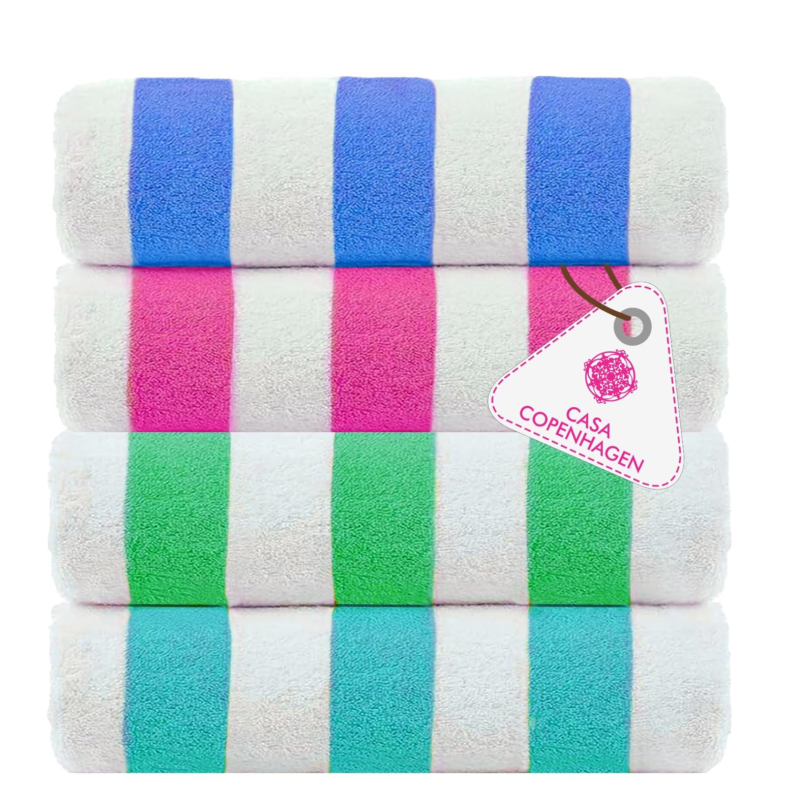 CASA COPENHAGEN Cabana Beach Towels Designed in Denmark Rough and Tough Quick Dry for Pool Bath Shower 30x60