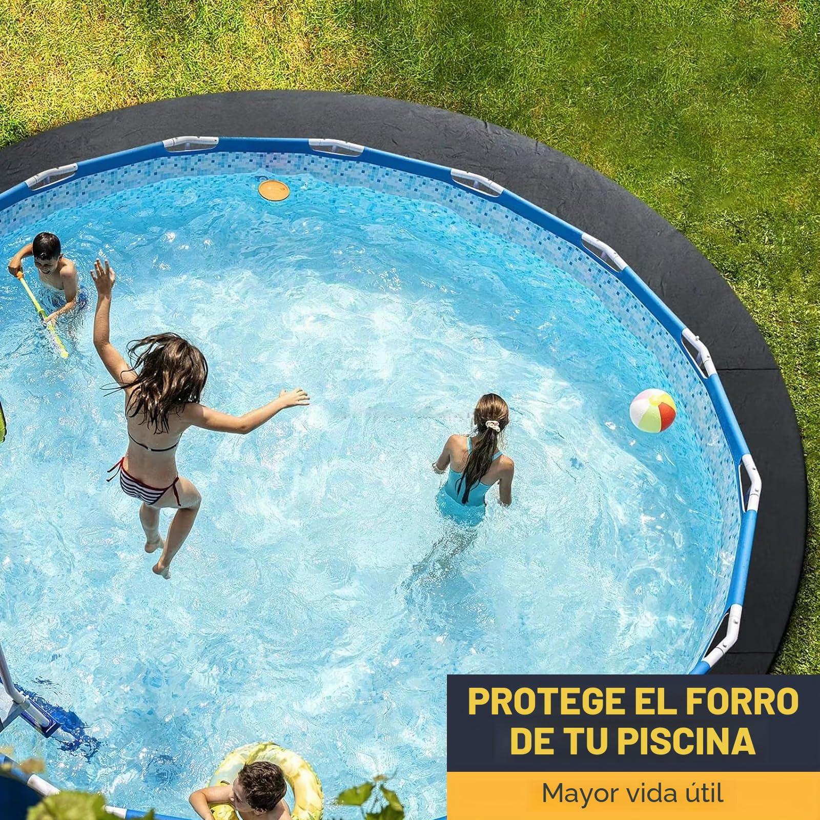 Base redonda para piscina, base antideslizante de 500 cm de diámetro, esterilla de protección del suelo plegable, lona de suelo para piscinas, jacuzzi, aislamiento de piscina al aire libre (500