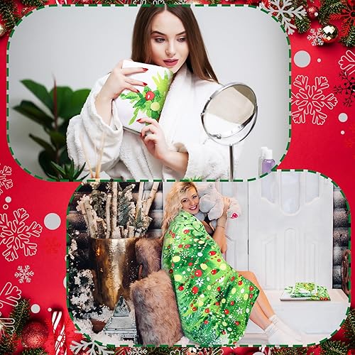 Miniatura 6 de Preboun Juego de 3 toallas de baño de árboles de Navidad, toallas de mano ligeras de Navidad, toallas de baño de árbol verde de invierno, toallas de