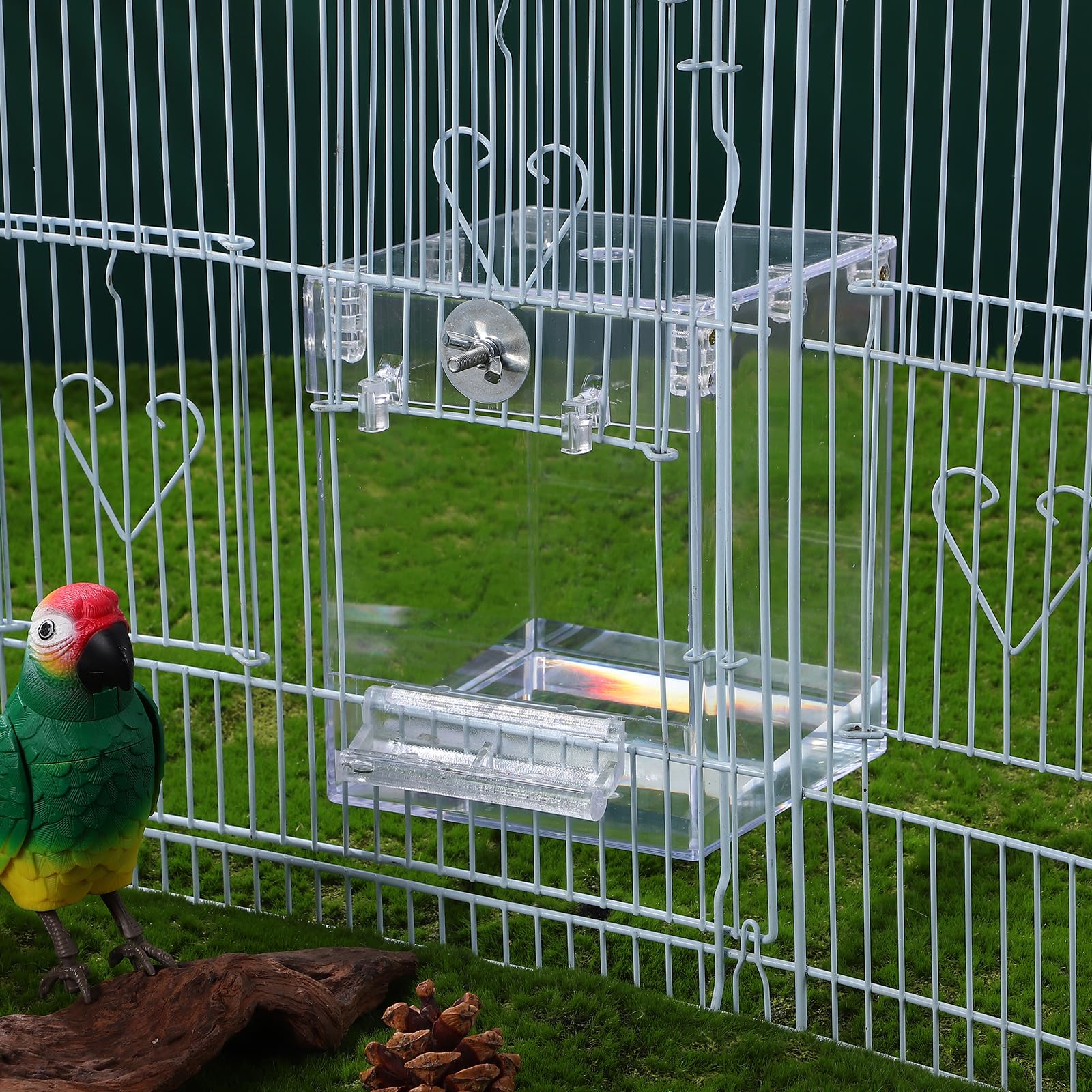 Happyyami Hanging Bird Bath Box for Cage Parrot Shower Tub Clear Acrylic Birdbath for Parakeets Cockatiels Small Birds Space Saving Indoor Birdcage Accessory - image 7