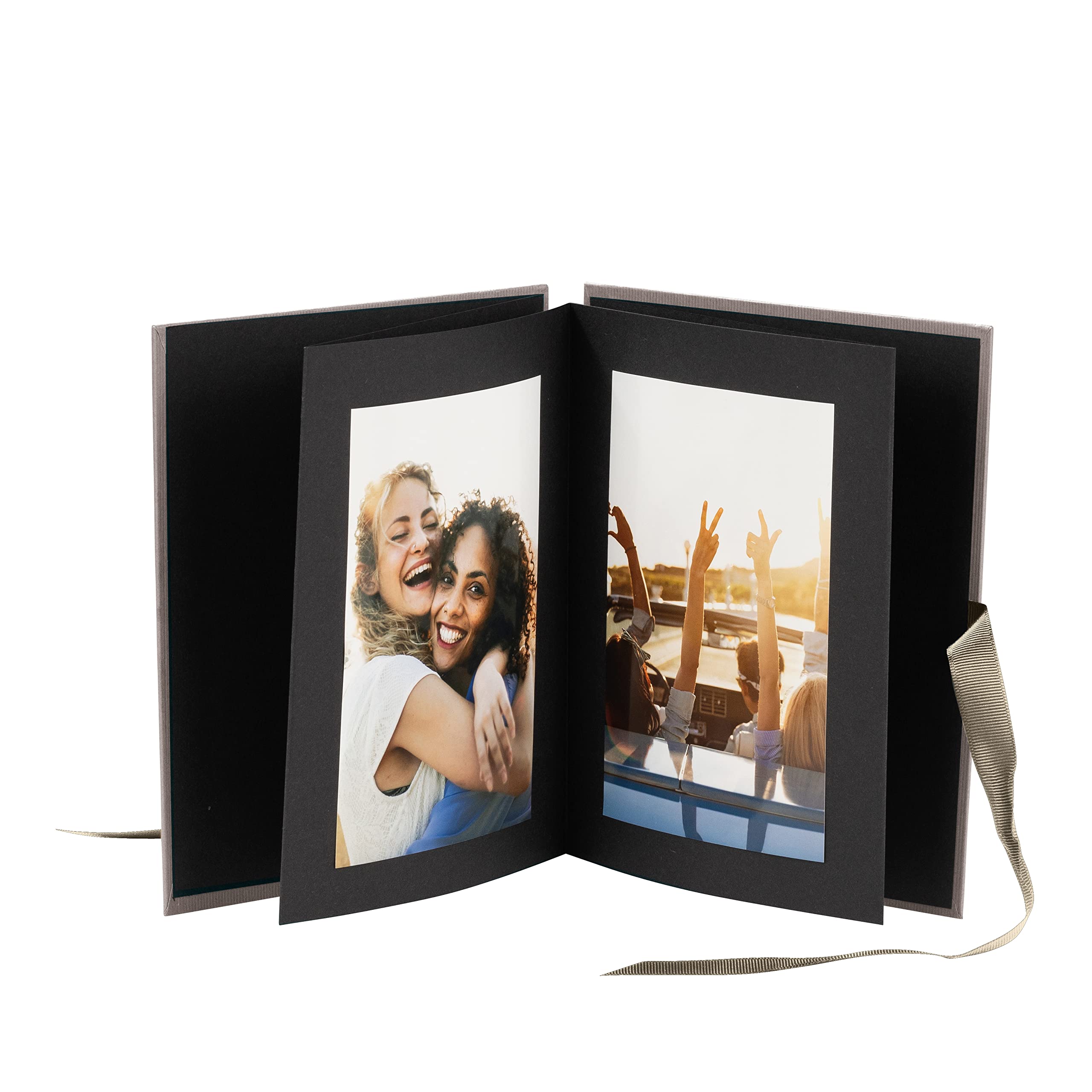 Rössler Leporello 13303200490 Black Pages Taupe 150 x 190 mm Folding Book Accordion Photo Album 1 Piece, Medium - Image 2