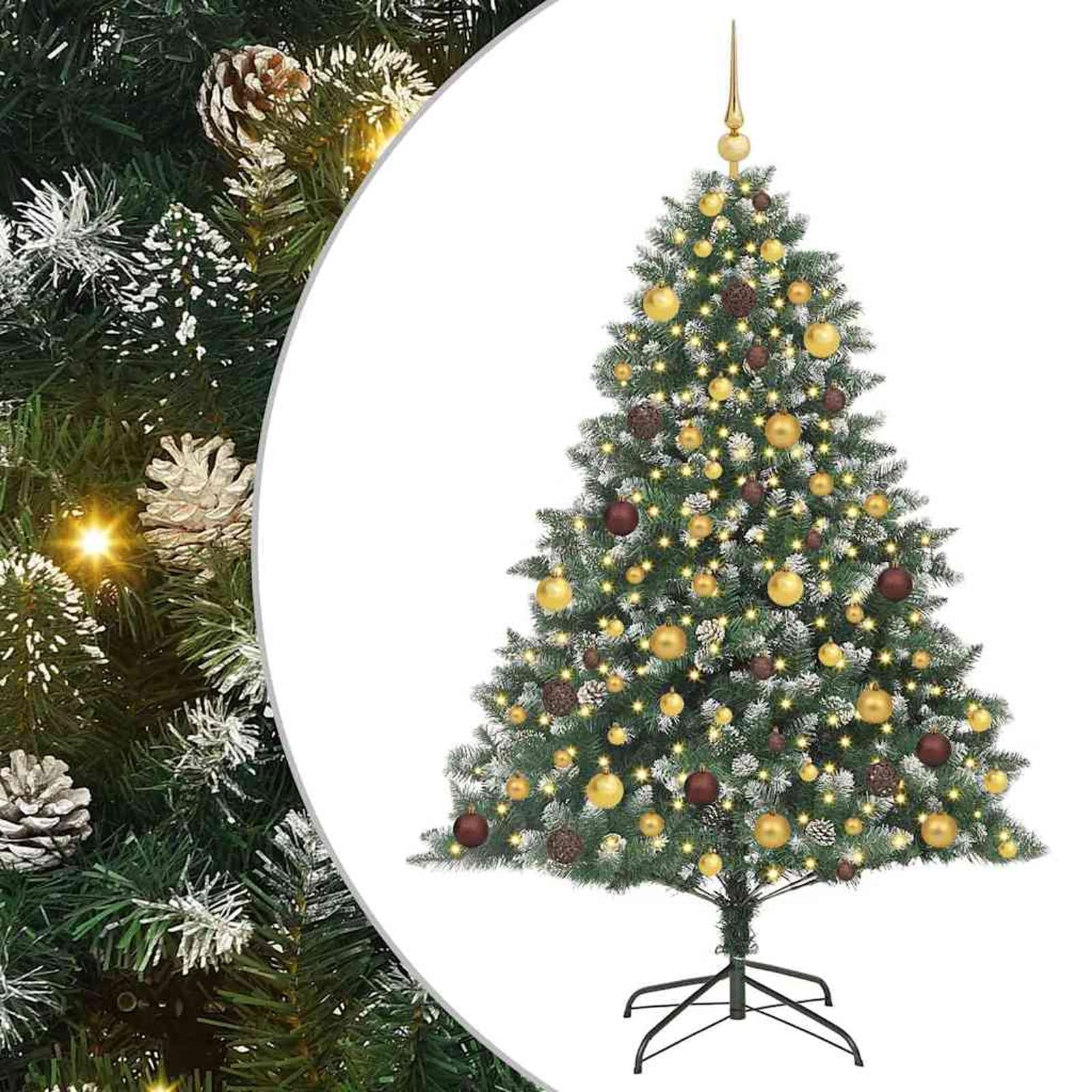 Gecheer Albero di Natale Artificiale Verde, Cono Minimalista, 126 x 126 x 180 cm, PVC e Acciaio, con luci LED, per Soggiorno o terrazza