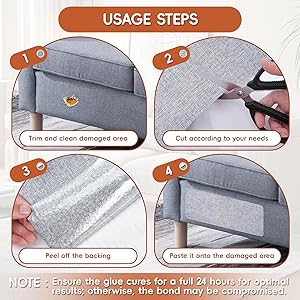 Linen Fabric Repair Tape 8x12 Inch, Self Adhesive Couch Patch Repair Fabric Tape for Furniture, Linen Patch Kit for Couch, Carpet, Upholstery, Chair, Sofa, Cushion, Bag (Light Grey)