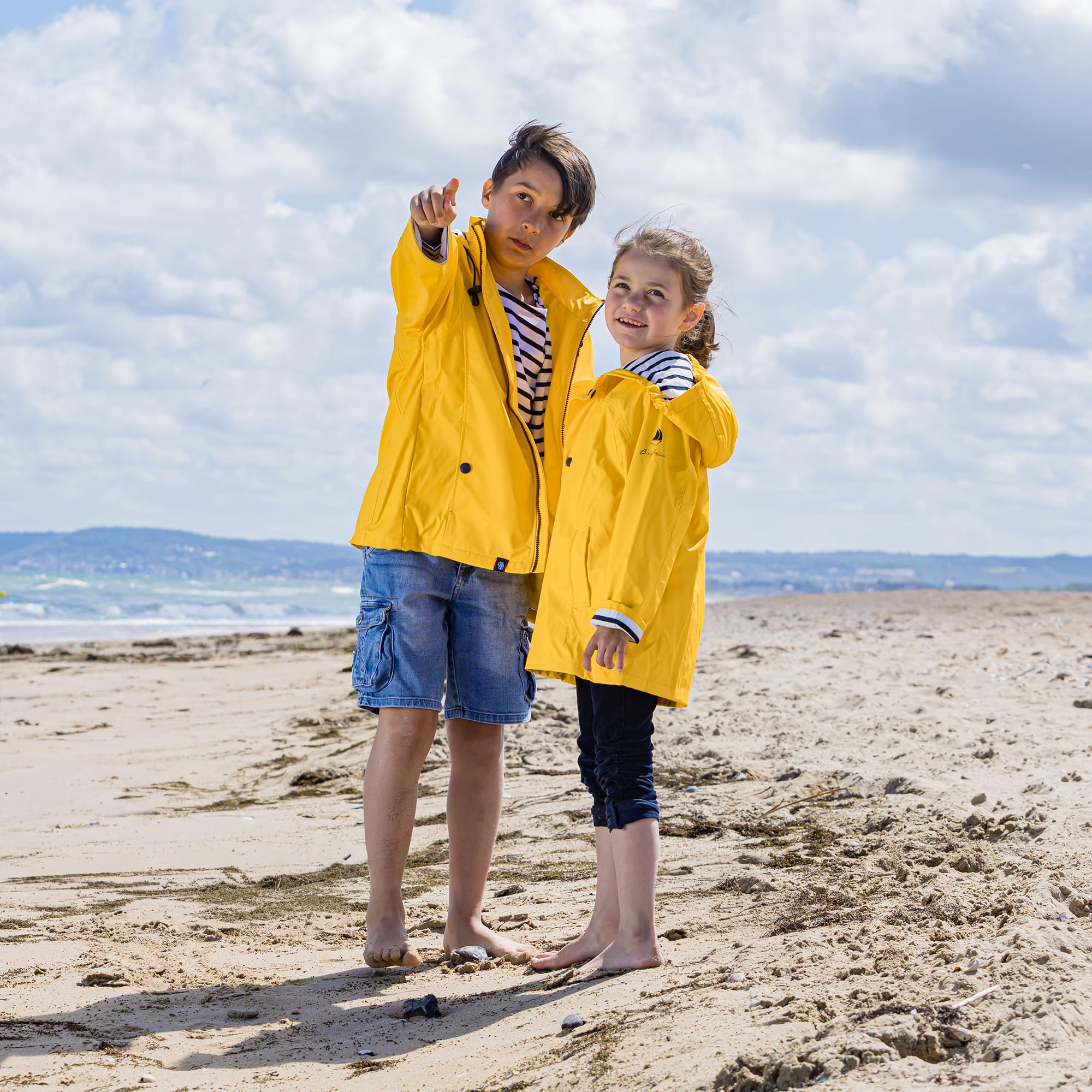 Breizh Ocean - Ciré, Imperméable Enfant - Création Française LANNION Mixte, Garçon ou Fille - Impermeable Intérieur Rayé Style Marinière - Manteau Enfant Garcon ou Fille de 1 à 14 ans