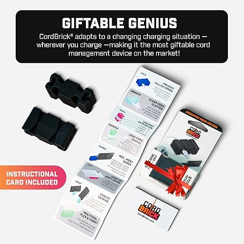 Miniatura 7 de CORDBRICK Paquete de 2 soportes para cables con peso para mesita de noche y escritorio. Herramienta de gestión de cables de viaje y accesorio para