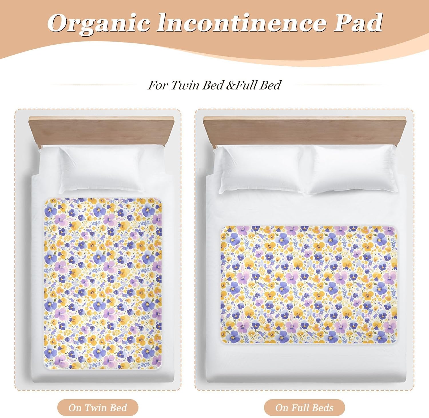 Orange Purple Pansies Flowers Extra Large Resuable Potty Training Pad Highly Absorbent Potty Training Pads Skin-Friendly Travel Mattress for Infant Baby , 52" L x 34" W