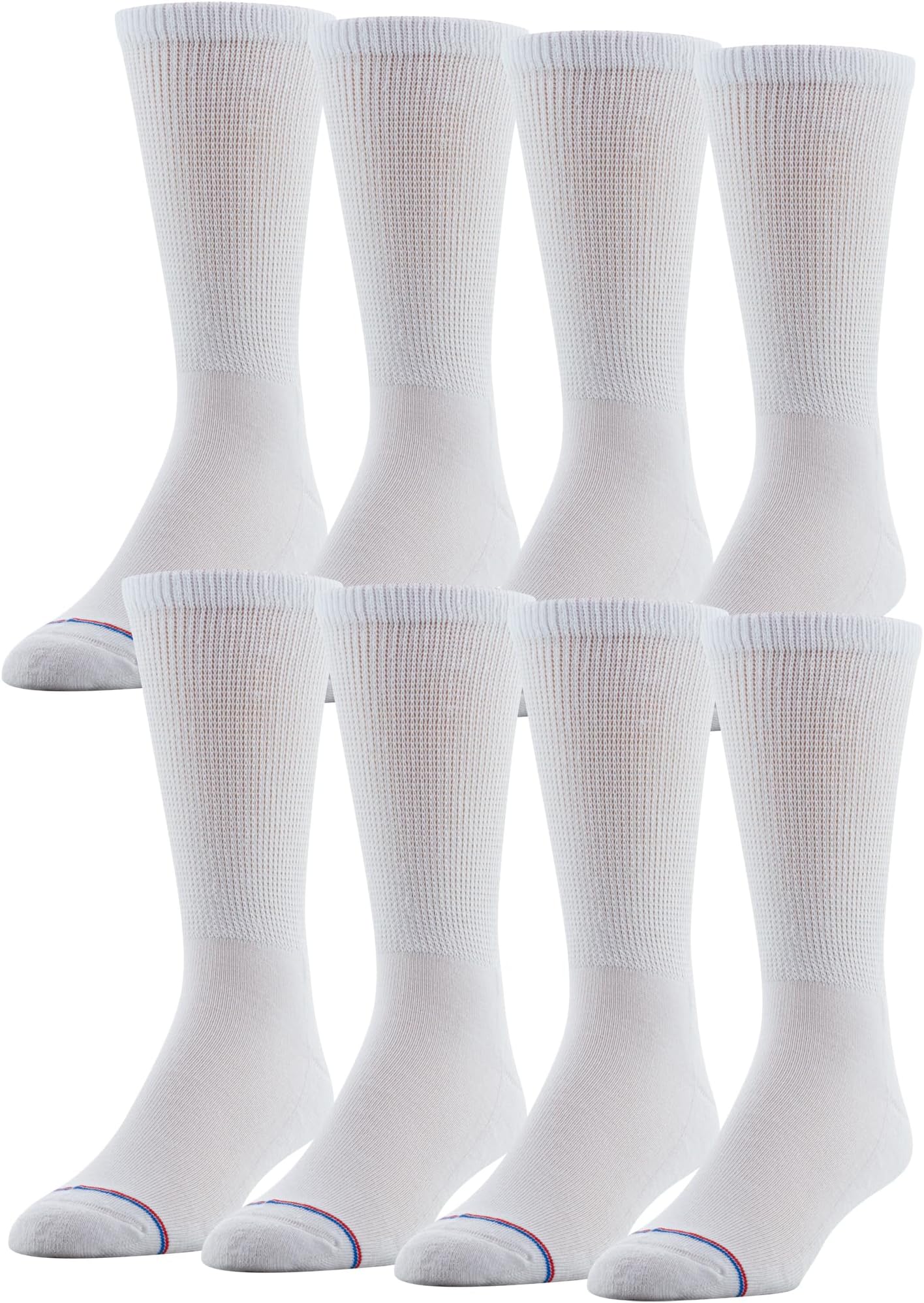 Men's 8 Pack Diabetic Crew Socks with Non-Binding Top