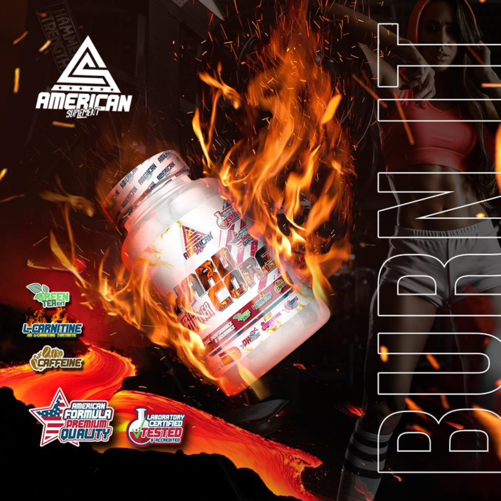 HardCore Fat Burner | Potenter Fatburner zum schnellen und effektiven Abnehmen | Enthält Taurin und L-Carnitin | Unterstützt den Fettabbau | Thermogen | 60 Kapseln