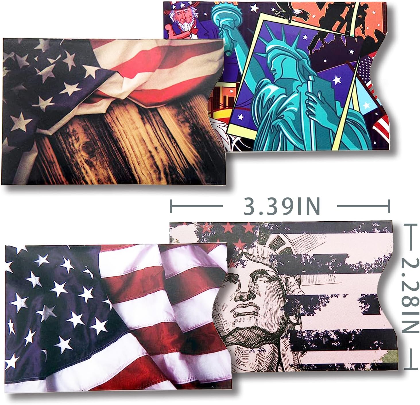 RFID Blocking Sleeves (10 RFID Blocking Sleeves, 5 Unique Designs) Identity Theft Protection Travel Case Set (American Element) (Side Load) image 2