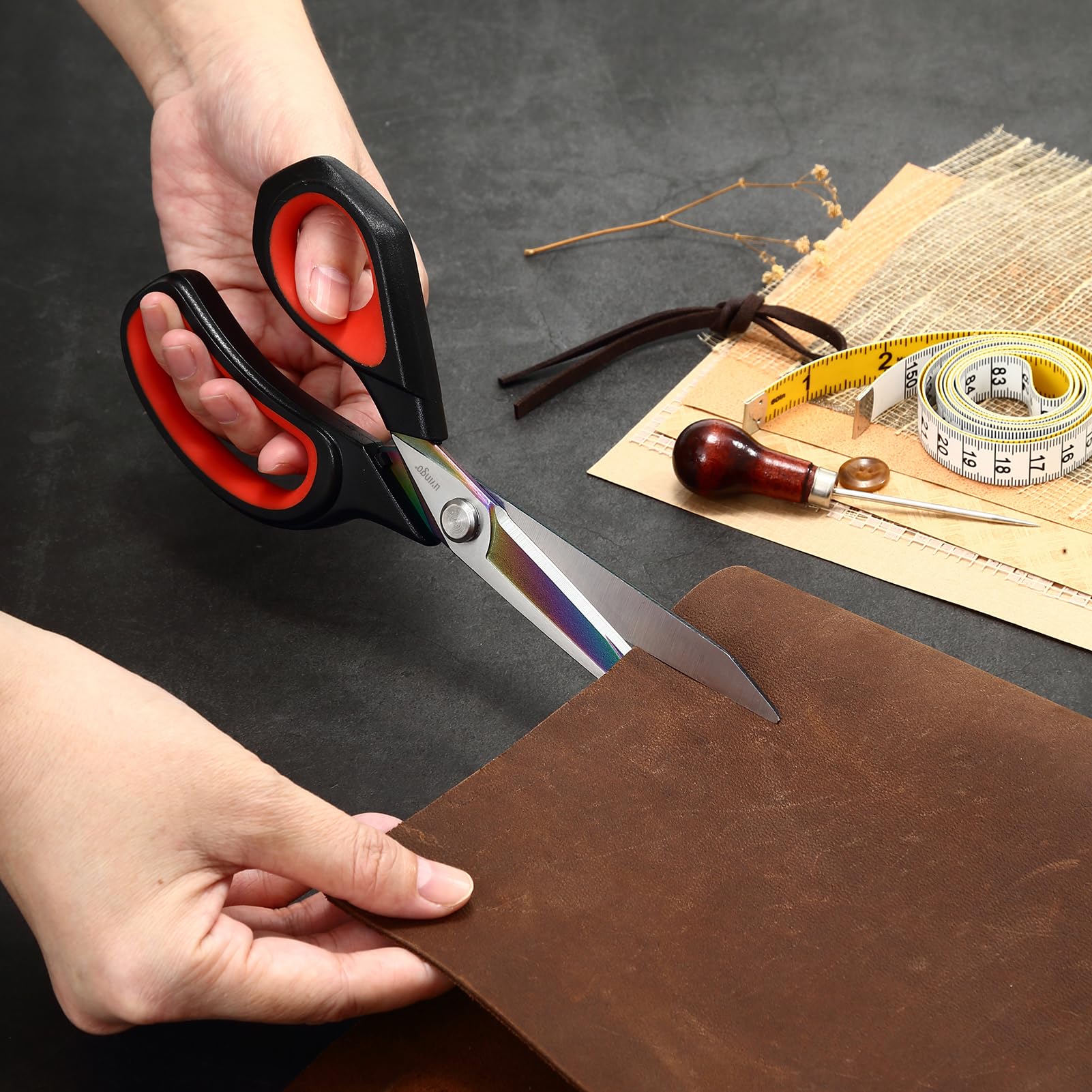 LIVINGO Linkshandige stofschaar, 24 cm scherpe kleermakersschaar met