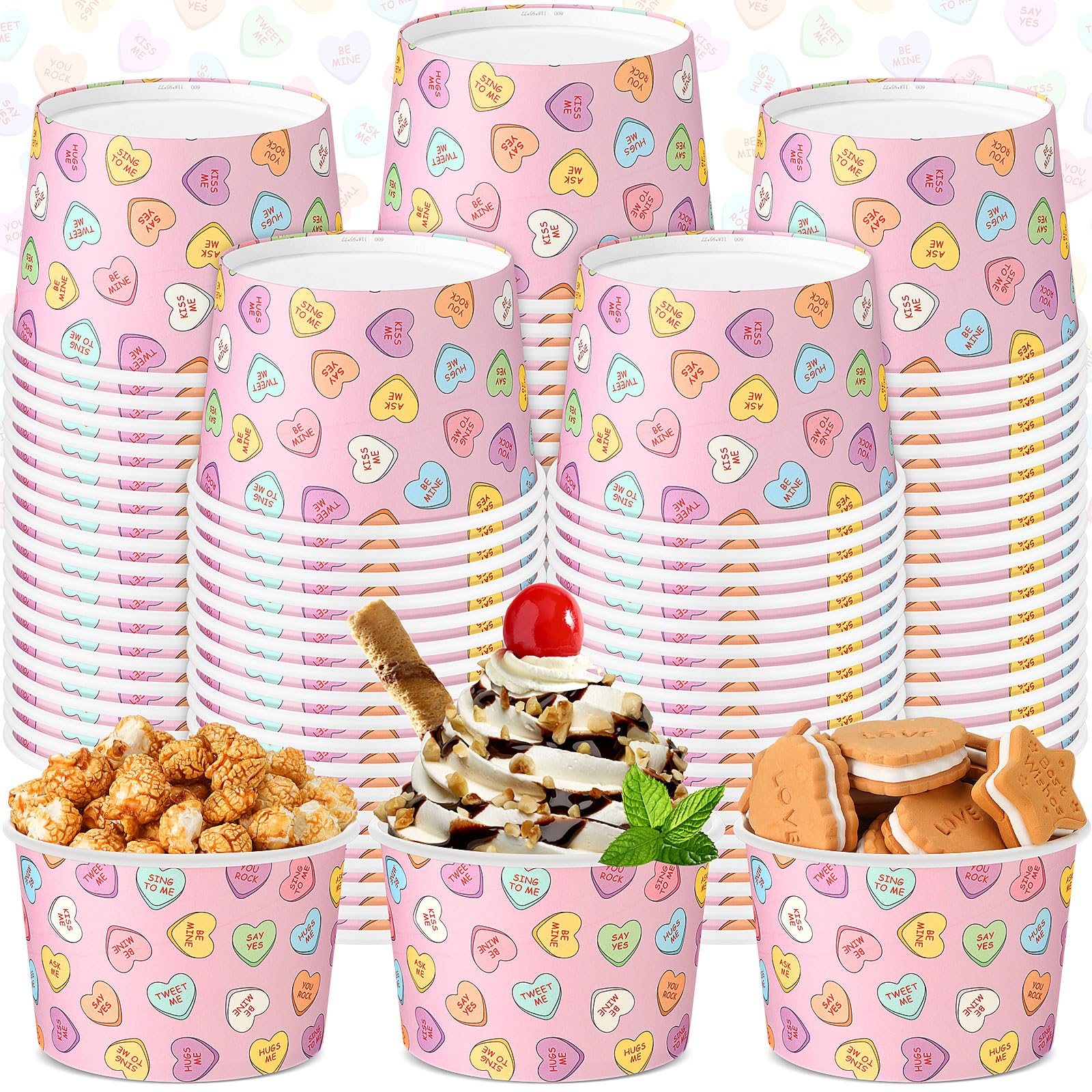 Gobelets jetables en papier 473ml Hsei - Lot de 50 tasses Saint-Valentin pour boissons chaudes