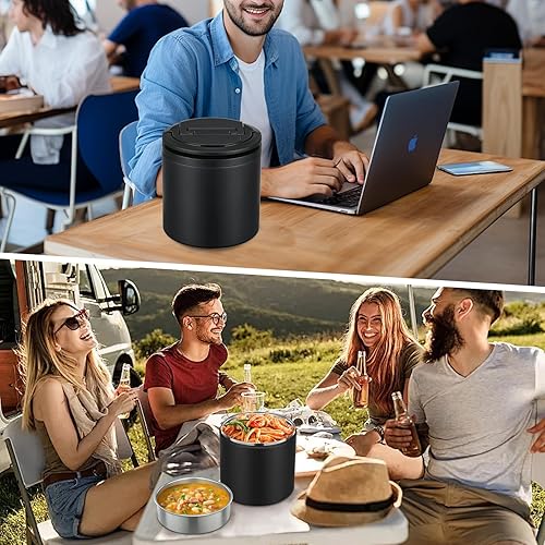 Miniatura 6 de Recipientes térmicos para sopa para adultos de 40 onzas de ancho, con aislamiento térmico a prueba de fugas, acero inoxidable al vacío con asa