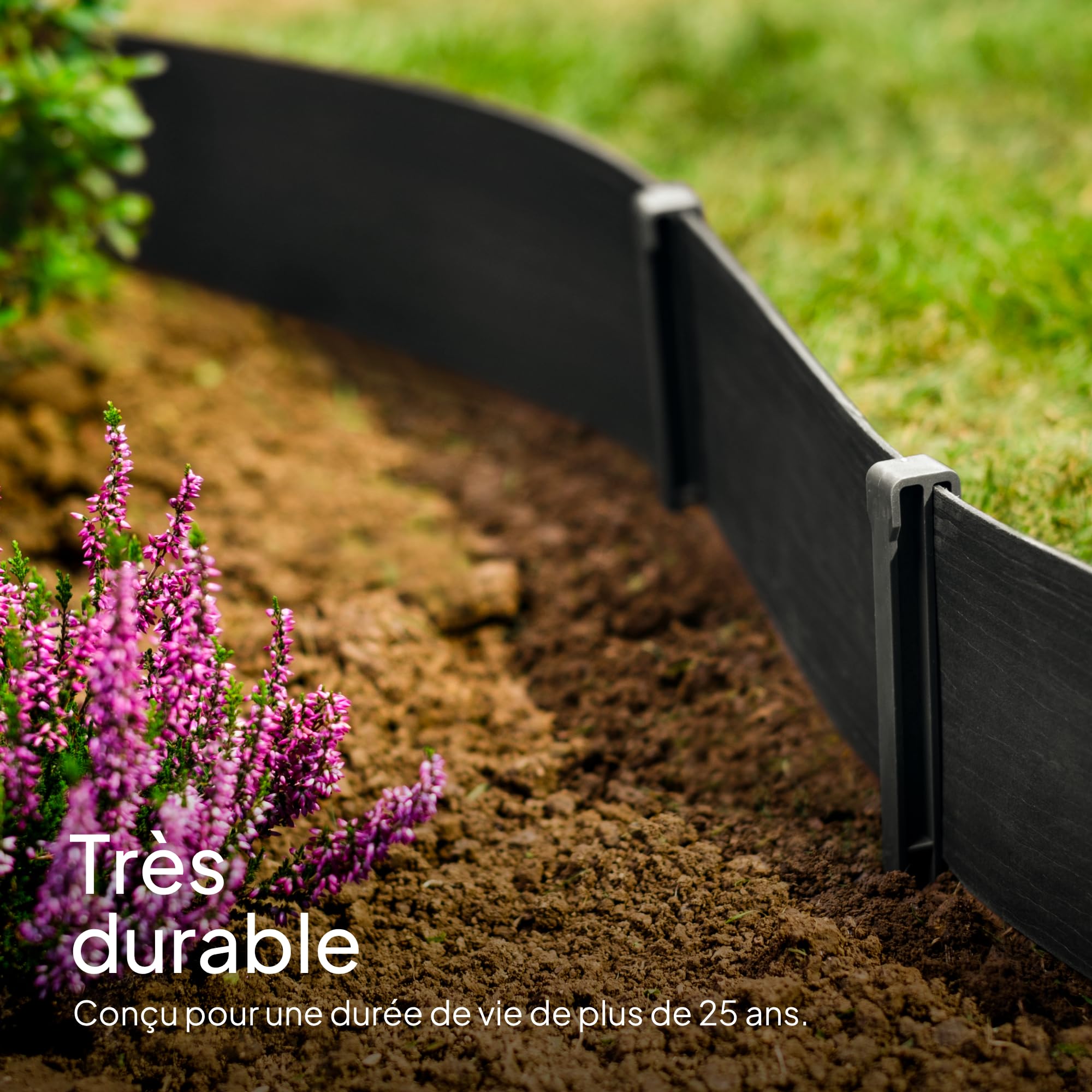 Lot de 40 Piquets d'ancrage en Plastique pour Bordure de Jardin 24,5 cm - Piquets de Jardin Robustes, Noir