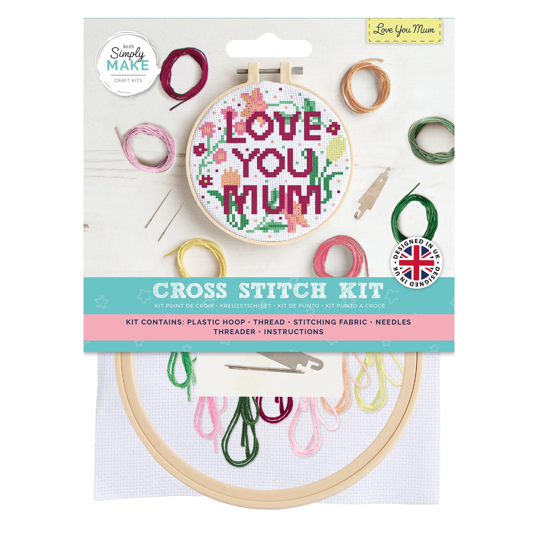 YEESAM ART Kit Punto Croce Stampato Per Adulti E Bambini - Tela 11CT 22x43 Cm Motivo Fiori Ideale Per Principianti E Fai 1008046