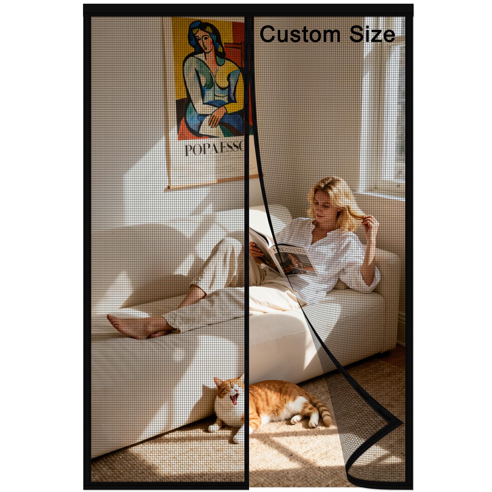Custom Magnetic Screen Door – Made to Measure for Your Door Frame – Self-Sealing Mesh for Patio, Sliding & French Doors – Keep Bugs Out Naturally — image 1