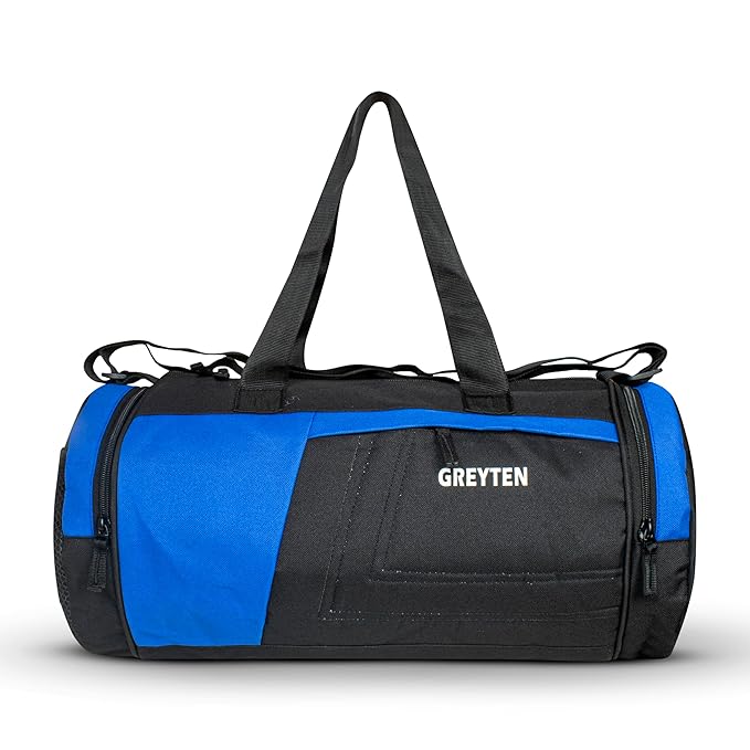 Gym Bag for Men & Women, Duffel Bag for Sports, Gyms, Duffel Bag Gym Bag, Polyester Sports Duffle/Shoulder/Gym Bag for Tennis, Dance, Golf, Football, Crossfit & Swimming (Black Blue)