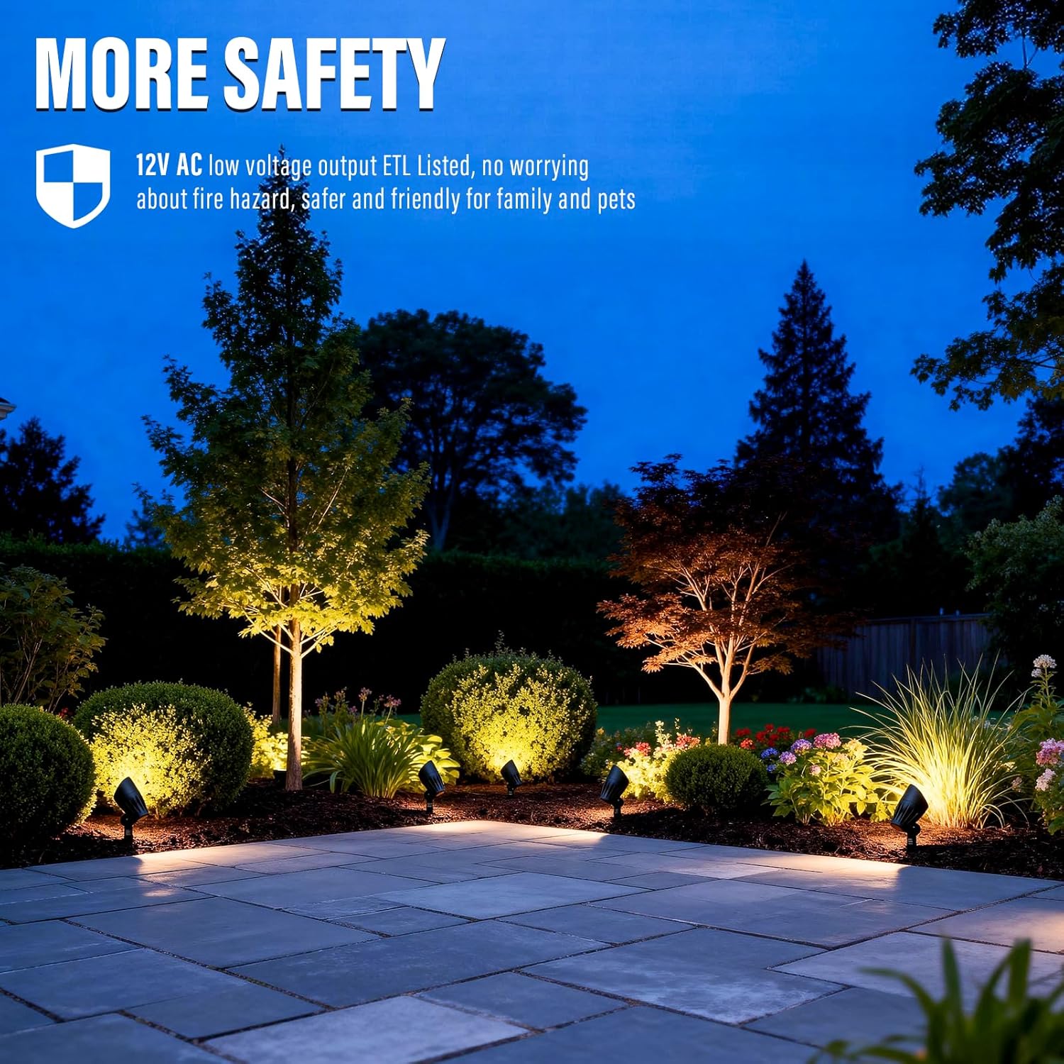 VENUS MANUFACTURING Low Voltage Landscape Spot Light Landscape Lighting Kits 380 Lumen Waterproof 50W Halogen Outdoor Spotlights 12V 3000K Warm White Metal Tree Lights for Garden & Yard