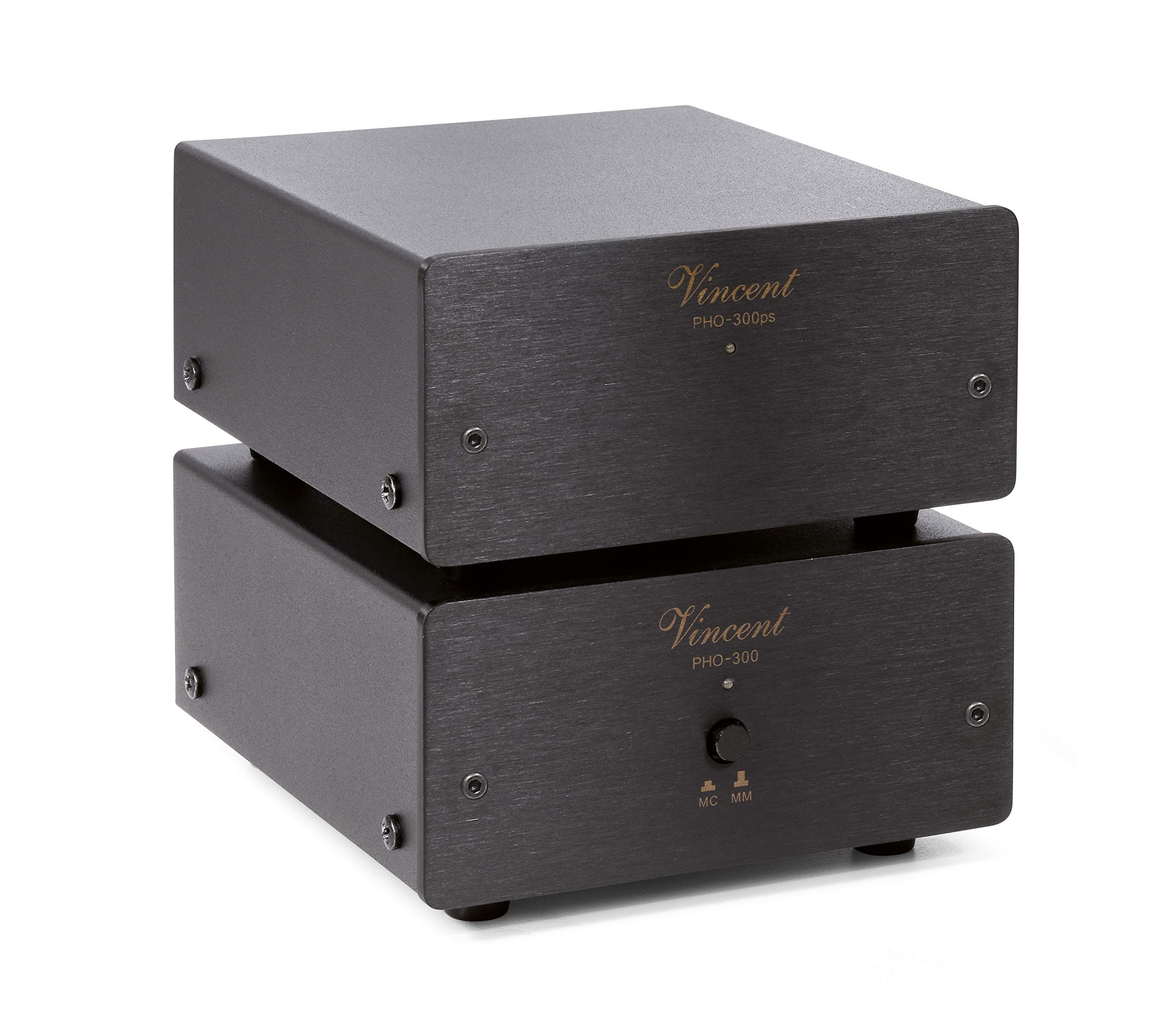 Vincent PHO-300 Préamplificateur Phono Haut de Gamme dans Un boîtier en Aluminium, Bloc d'alimentation Externe, pour Tourne-Disque avec systèmes d'échantillonnage MM et MC, Noir