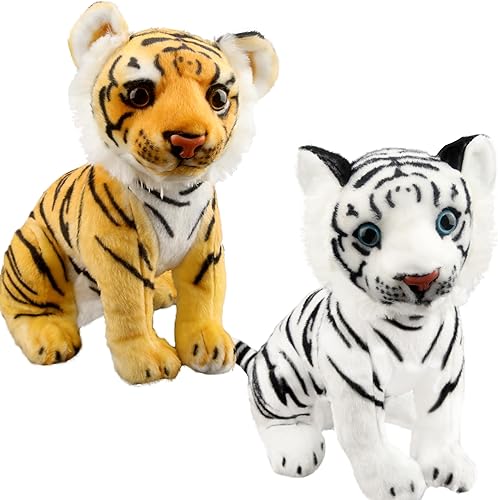 Paquete de 2 juguetes de peluche de tigre de 11 pulgadas, lindo juguete de peluche realista de tigre, juguetes para fiestas temáticas de animales,