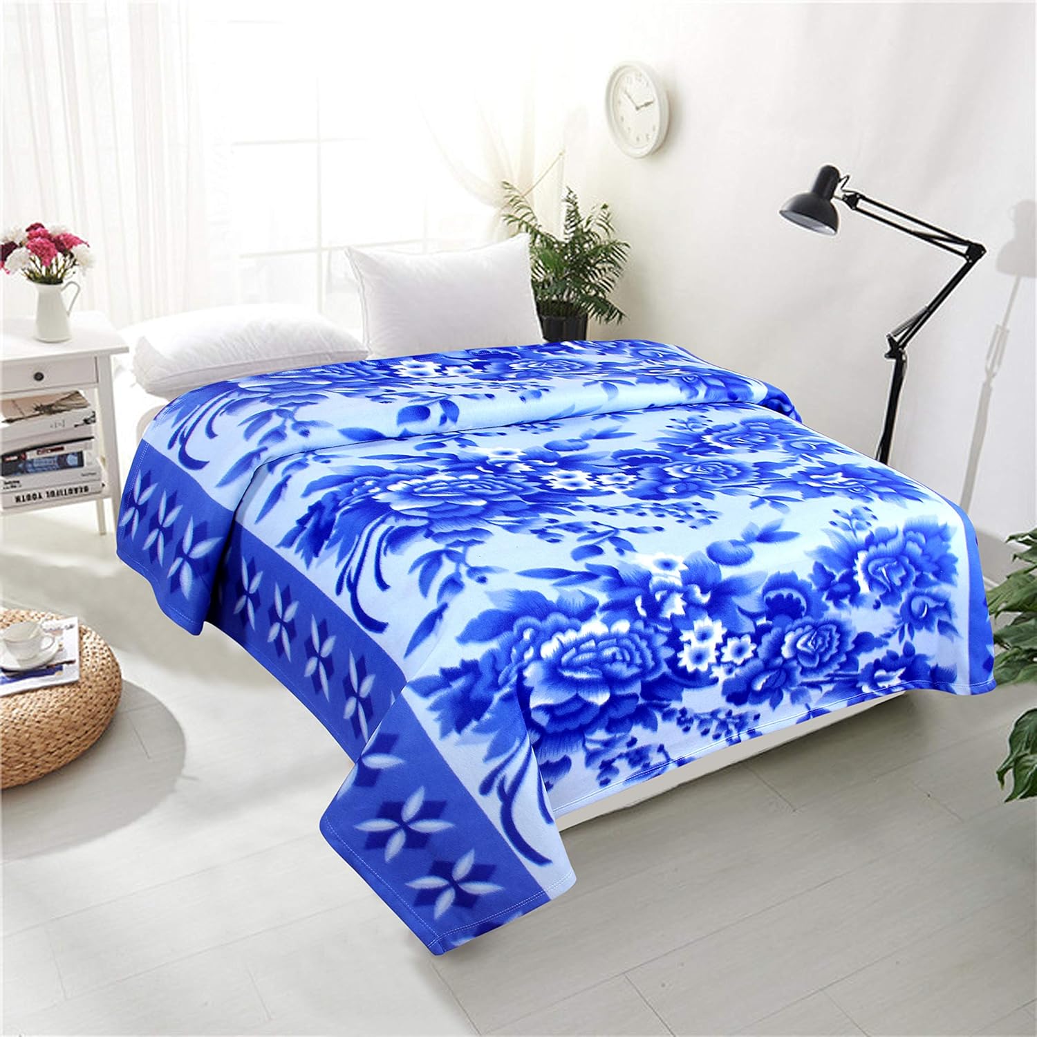 RD TREND Fleece Warm bedsheet/Blankets Double Bed 90 X 90 Inch, Blue