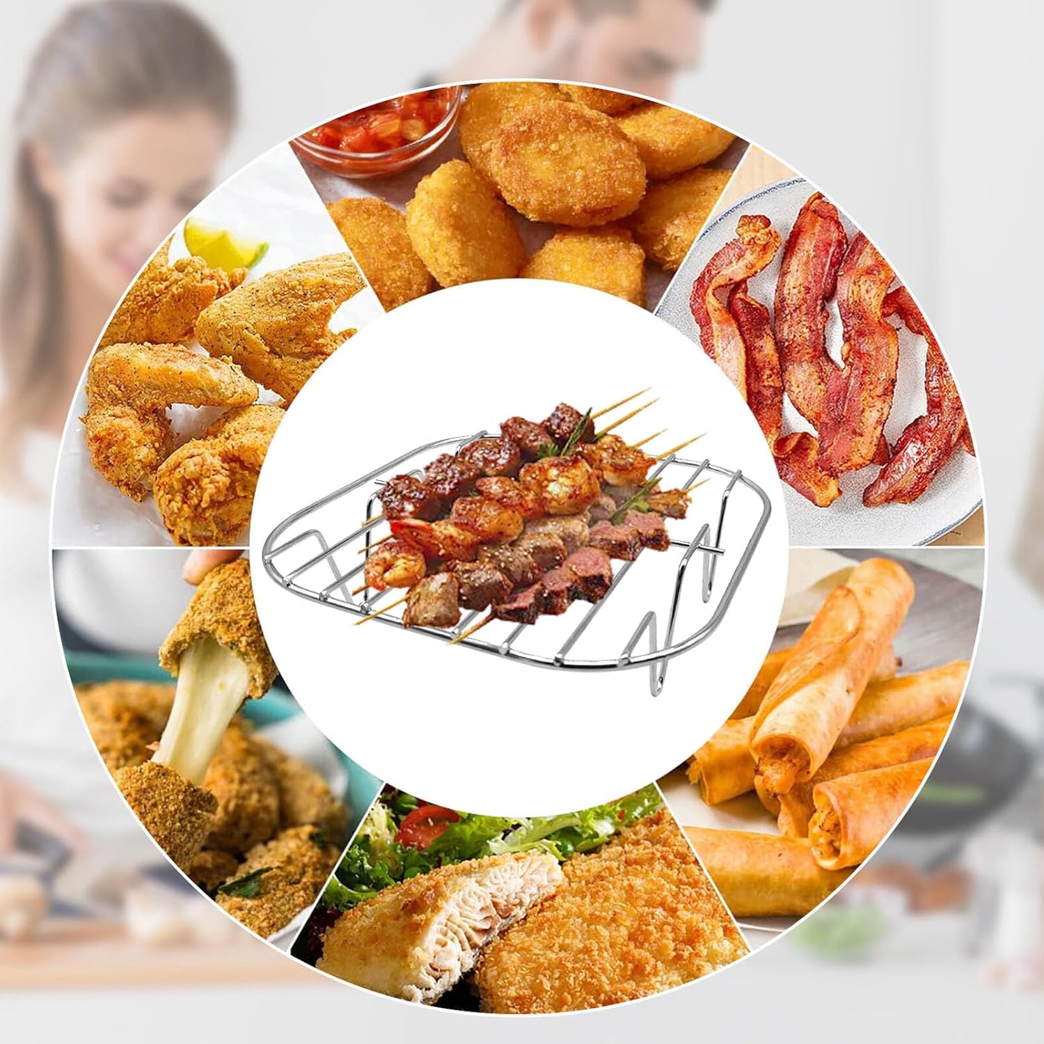 GCQ Air Fryer Wire Rack for Gourmia GAF716 GAF798 7QT Air Fryer, 8''×8'' Food Grade Stainless Steel Air Fryer Replacement Parts Accessories Compatible with Instant Pot Vortex Ninja COSORI Air Fryer
