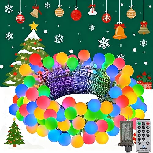 Miniatura 14 de Miniluces decorativas de Navidad extralargas de 132 pies, 400 luces de cadena de hadas estrelladas LED de alambre verde con enchufe, temporizador y