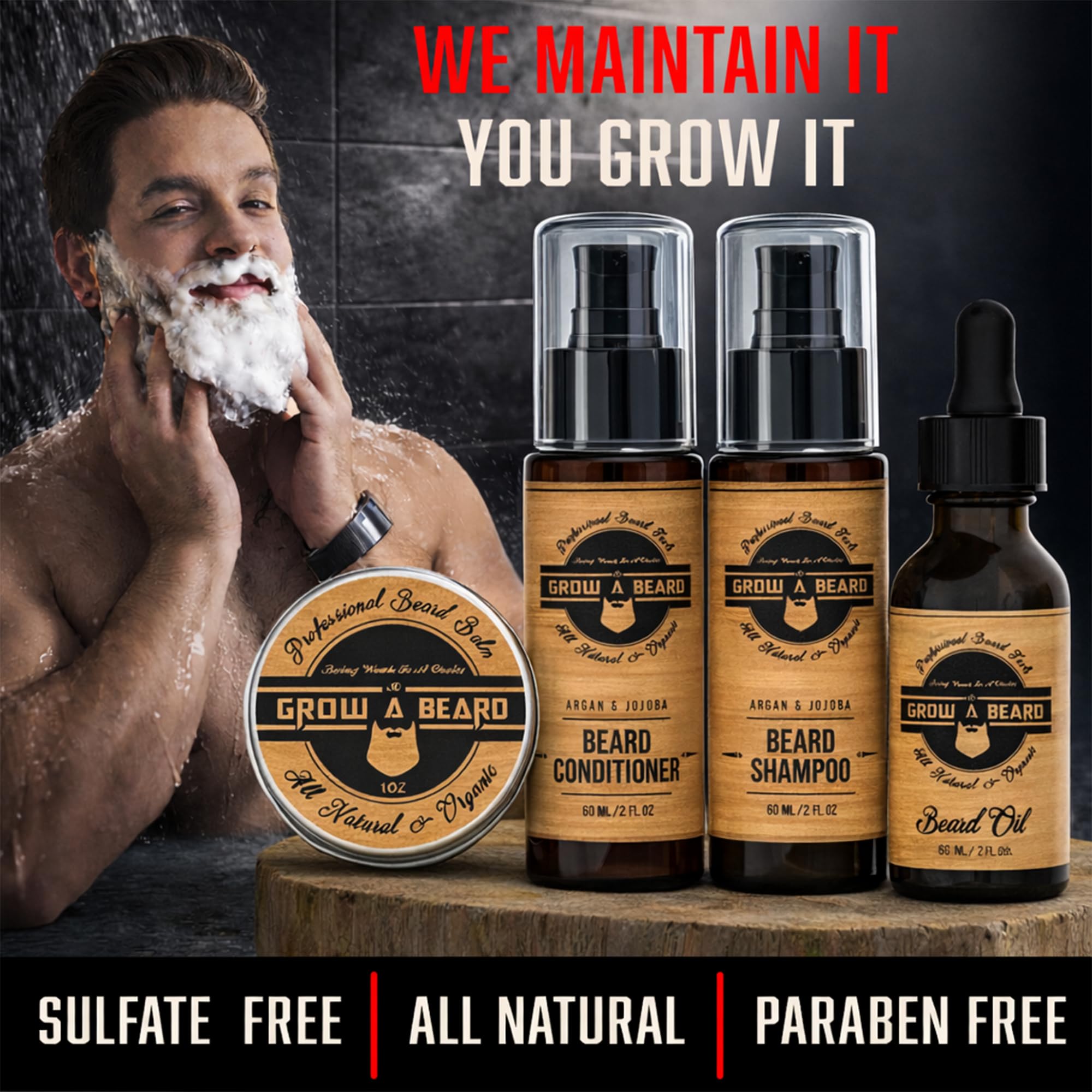 Beard Straightener Grooming Kit for Men, Beard Growth Oil, Sandalwood Balm, Beard Wash, Beard Brush & Comb, Beard Conditioner, Beard Razor and Scissors, & Beard E-Book, Great Gift Idea for Men's