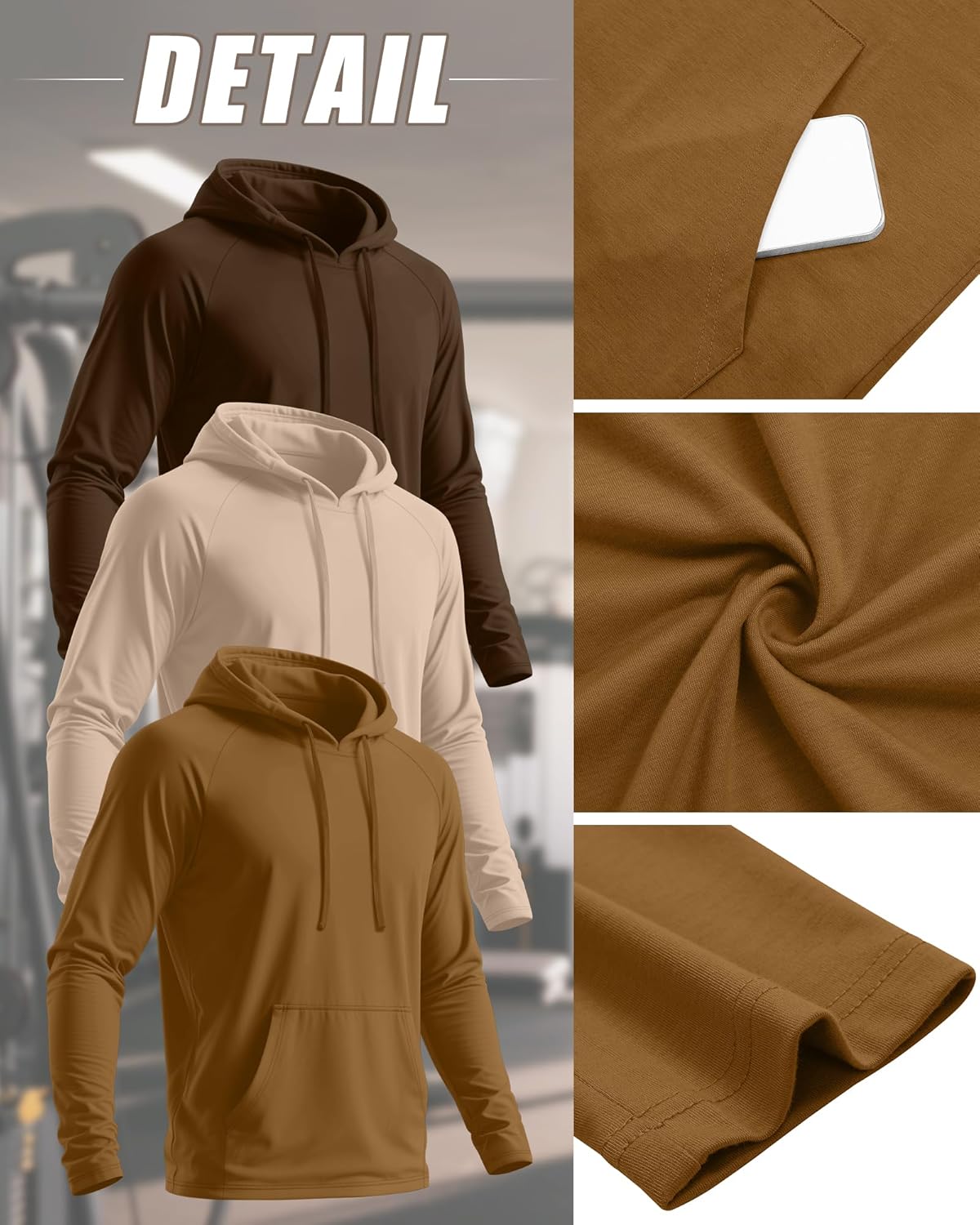 3 Pack Men's Big and Tall Hoodies Long Sleeve Lightweight Pullover with Pocket Casual Gym Workout Active Sweatshirts