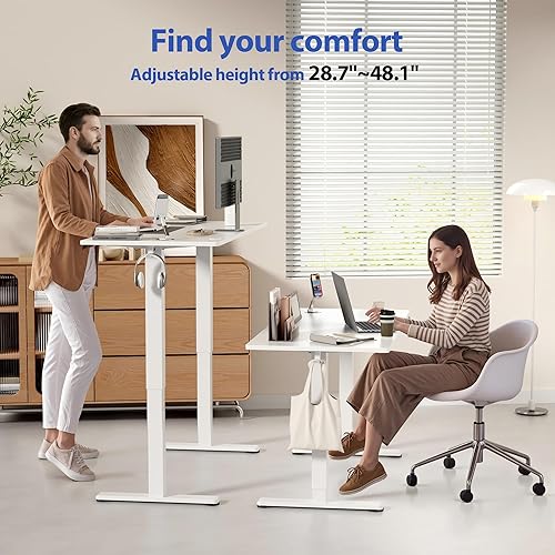 Miniatura 4 de YESHOMY Escritorio eléctrico de pie ajustable en altura, mesa de computadora de 48 pulgadas, estación de trabajo de oficina en casa, patas Pierna
