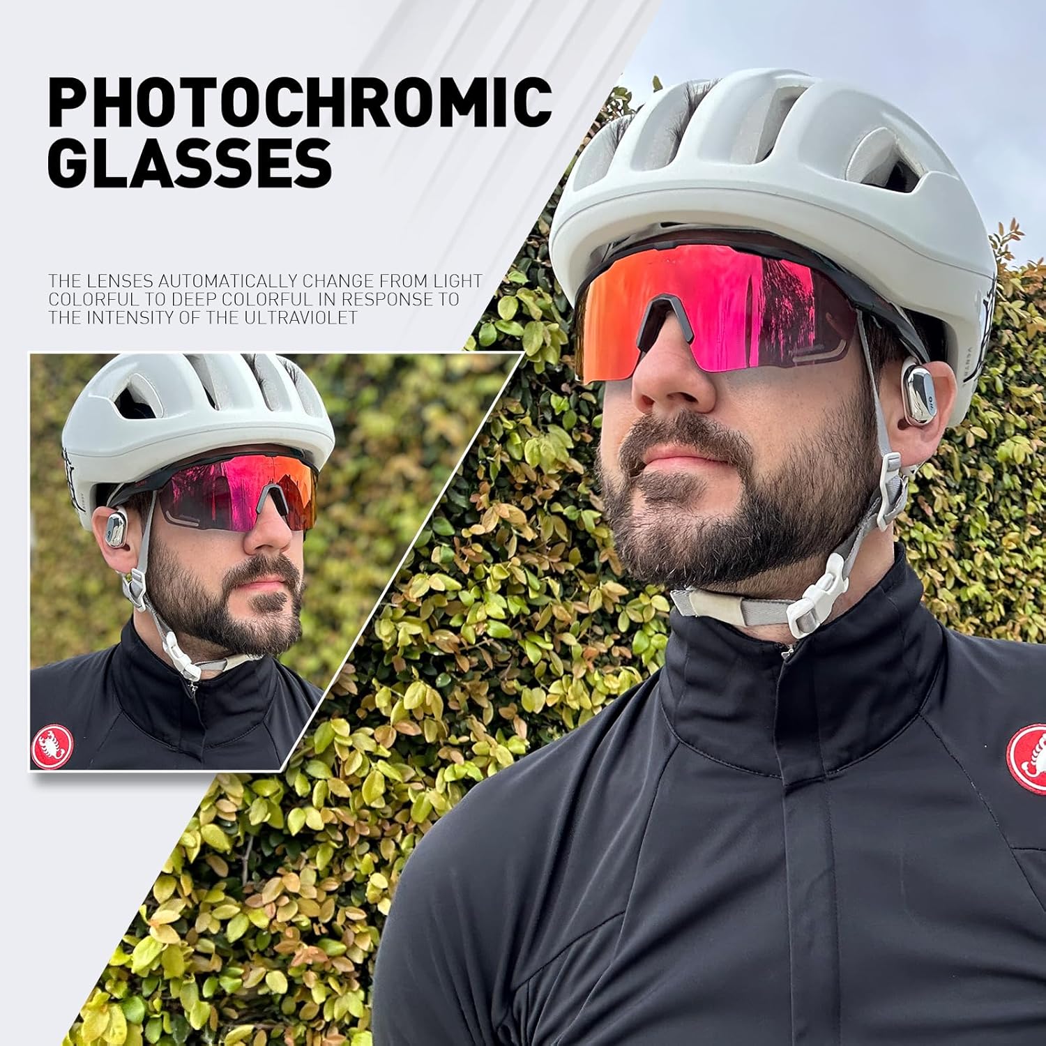 KAPVOE Photochromic Cycling Glasses Men Women Clear Mountain Bike Sunglasses Sports Sunglasses MTB Biking Baseball K91