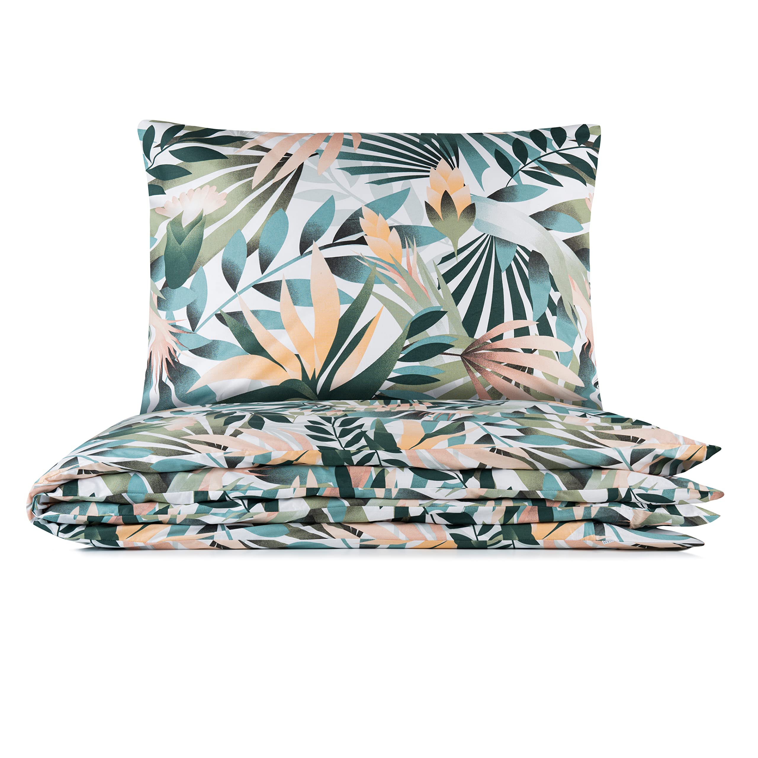 VEL VET HOME Beddengoed 155 x 220 cm, katoen, dekbedovertrek, 155 x 220 cm, met kussensloop 80 x 80 cm, hoge kwaliteit, beddengoedset met ritssluiting, 100% katoen, made in EU, beige, 155 x 220