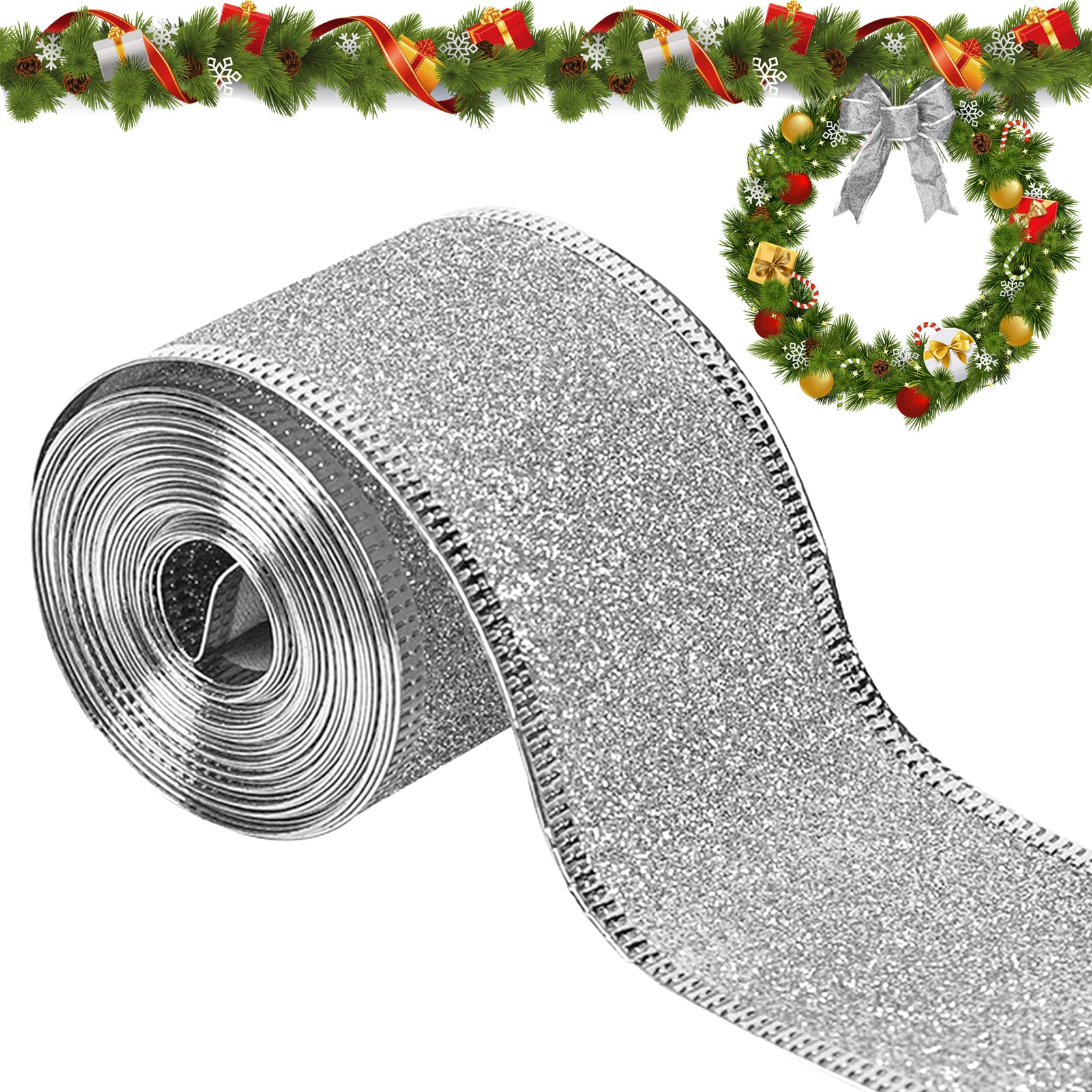 Ruban Décoratif Noir Et Blanc Avec Fil Métallique - Rouleau 455 X 6,5 Cm - Pour Noël, Mariage, Scrapbooking, Décoration Maison - DIY Créatif