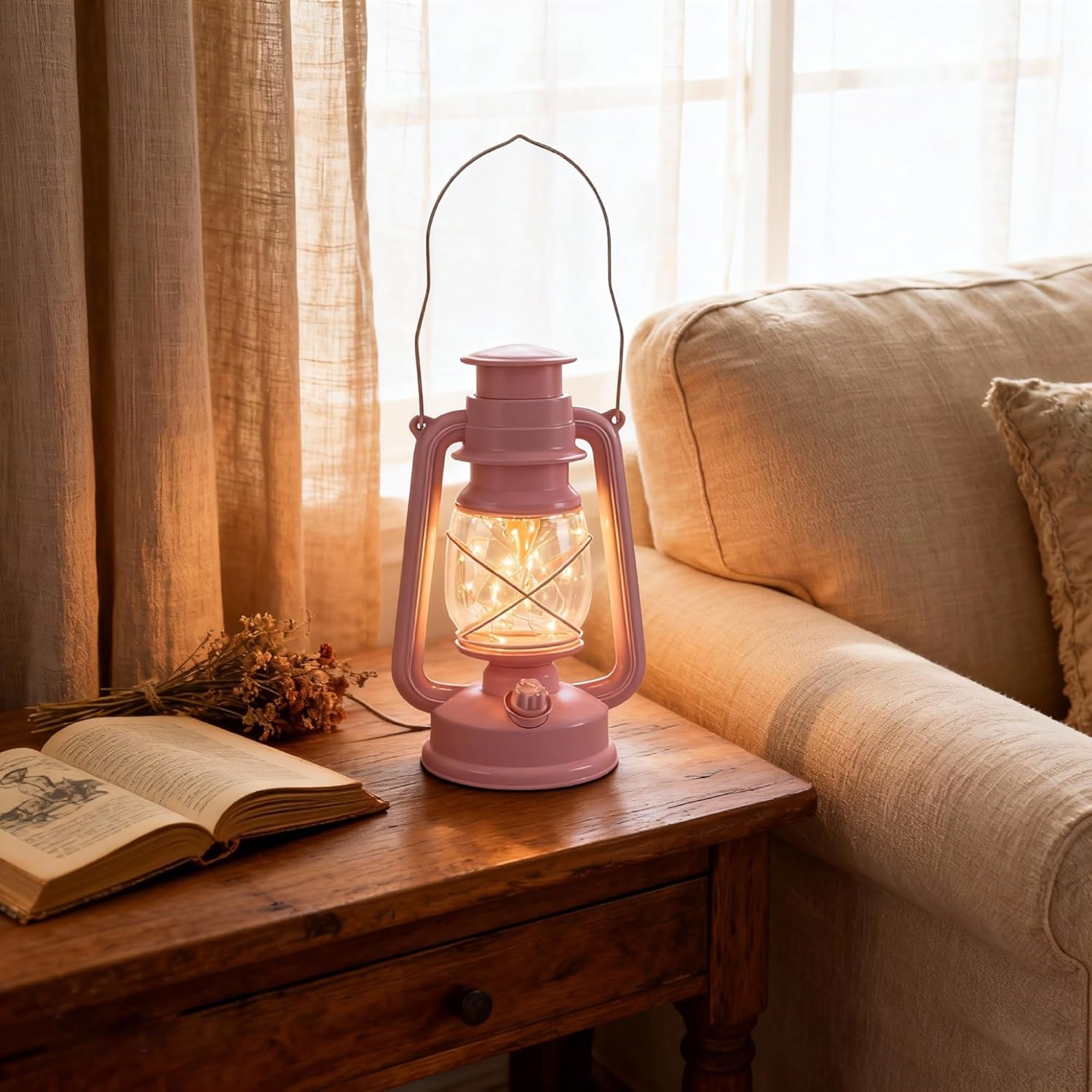 Decorative Lanterns Indoor with Warm LED Fairy Lights for Garden, Camping Lantern, Vintage Battery Operated Lantern, Outdoor Lanterns for Porch, Home Decor, Patio & Indoor Use, 2 Pack