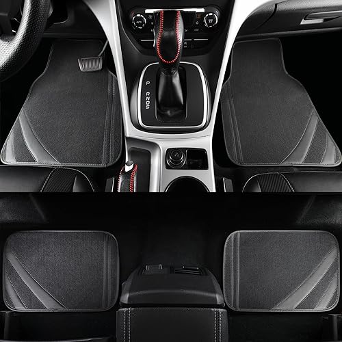 Miniatura 4 de CAR PASS Alfombrillas para el suelo del automóvil, alfombrillas de automóvil de cuero con borde impermeables con línea de doble costura y diseño de