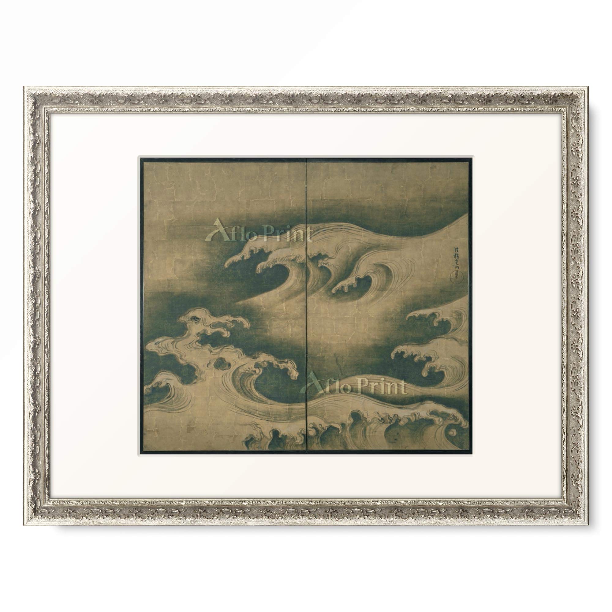 Amazon.co.jp: 尾形光琳 Ogata Korin 「波濤図屏風」 額装アート