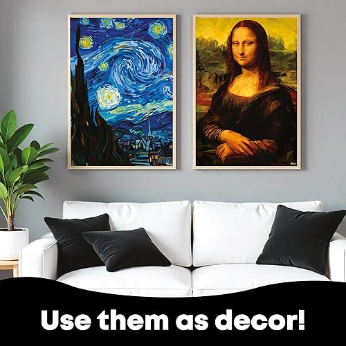 Miniatura 7 de RONDA Paquete de 2 rompecabezas artísticos, incluye 1000 piezas de diseños de Mona Lisa y Noche Estrellada, y colores vibrantes, perfecto para