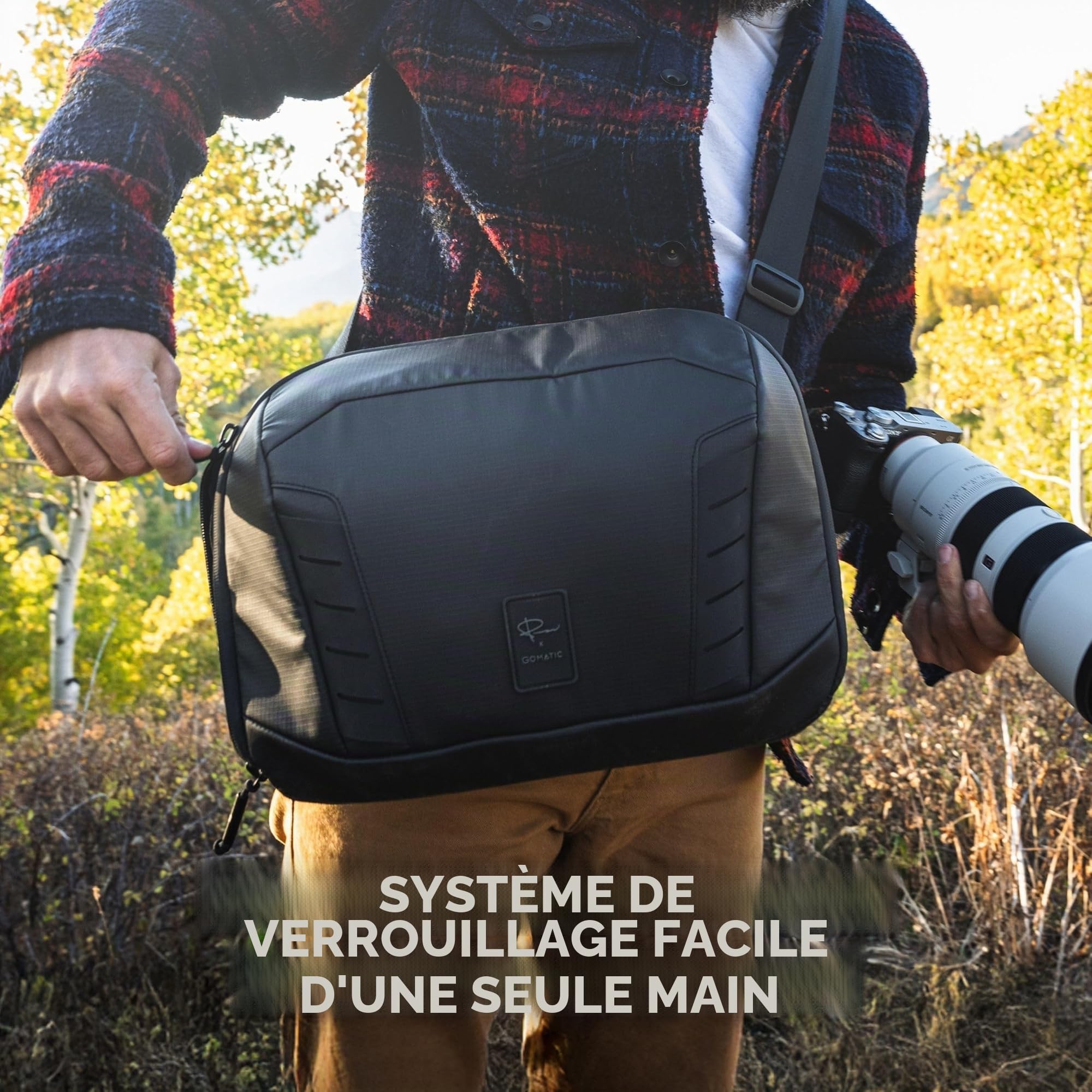 Gomatic Camera Sling 13L – Sac Photo Moyen résistant à l’Eau – Accès Rapide, Organisation Tech, Sangle bandoulière – pour Reflex, Drone, Tablette – Design Peter McKinnon – Noir