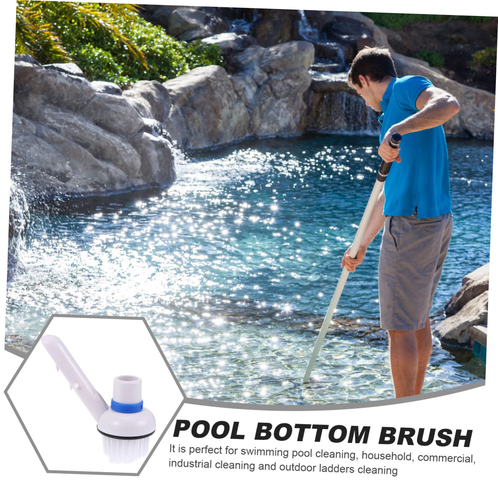 BESPORTBLE 2 Pcs Bottom Brush Floor Scrubber Swimming Cleaning Tool Pool Cleaning Tool Pool Scrubbing Brush Swimming Pool Corner Brush Pool Brush Plastic White Outdoor Vacuum Brush